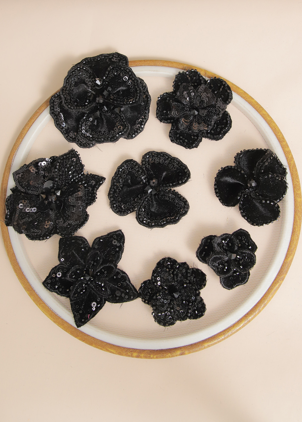 Yanzi Handmade 3d Flower Sequin Beads Applique