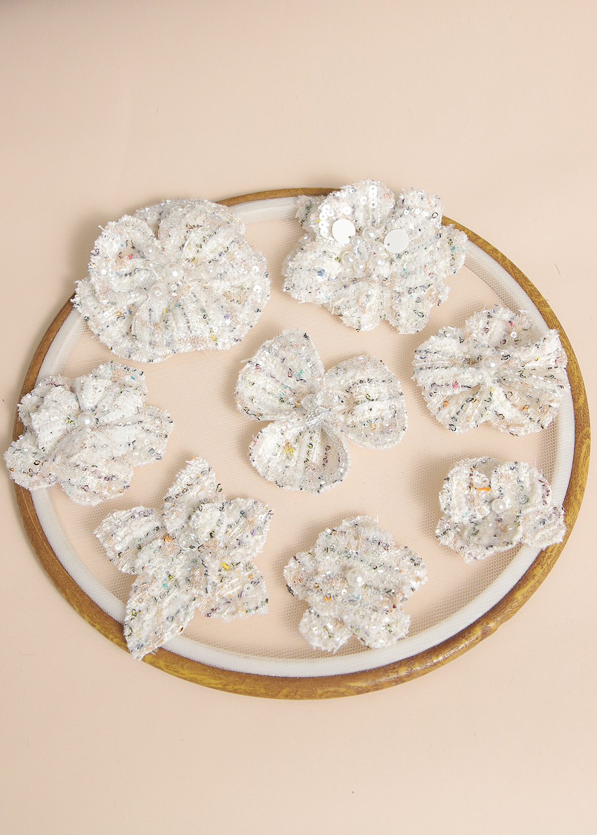 Yanzi Handmade 3d Flower Sequin Beads Applique