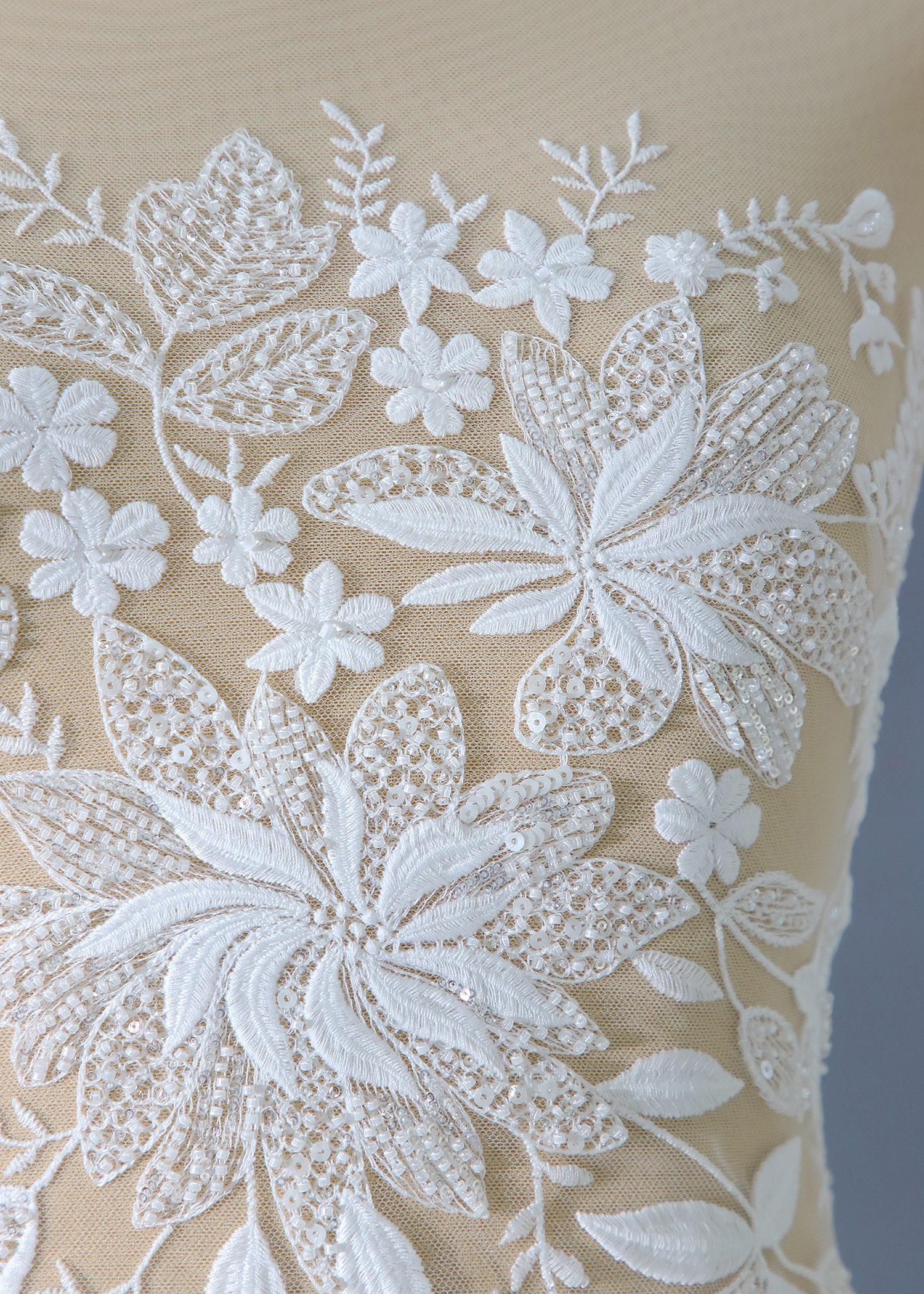 Yanzi floral beaded sequin embroidered lace (YZZX940)