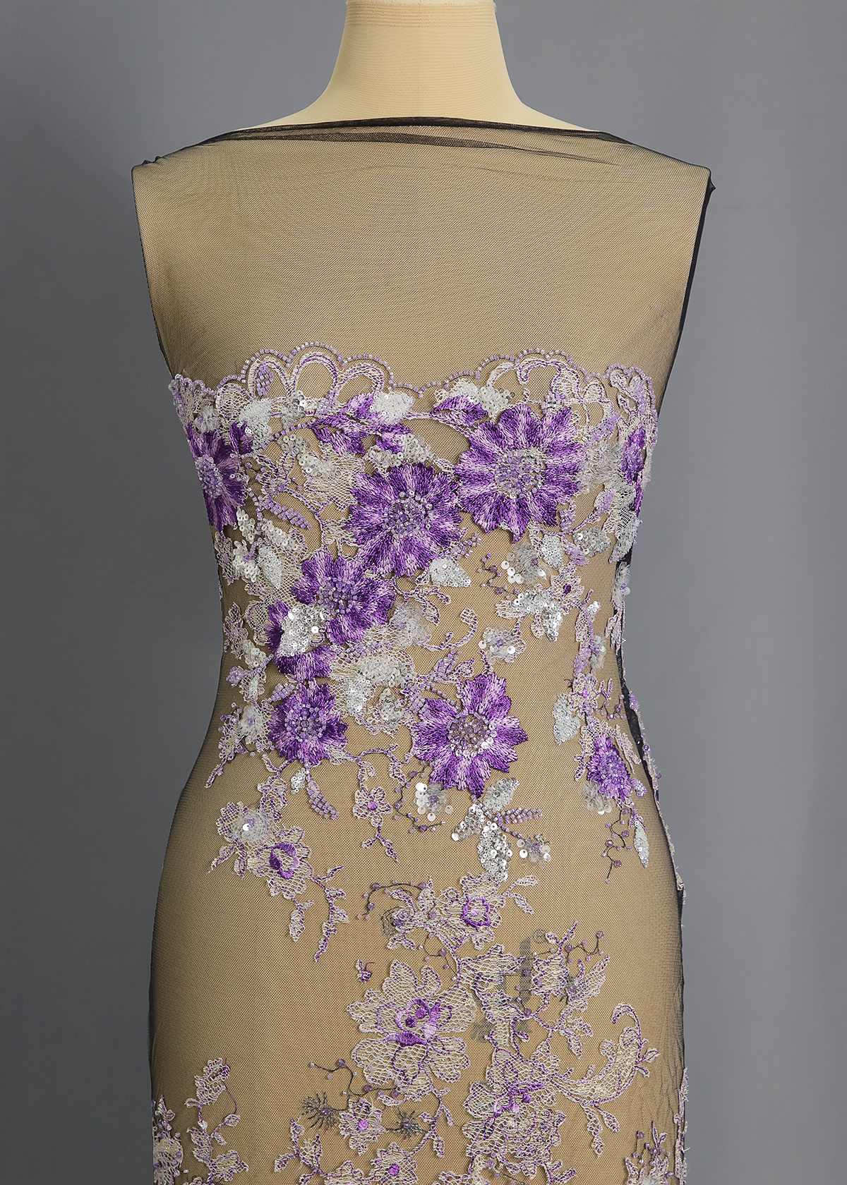 Yanzi colorful beaded lace dress fabric (YZZX958A）