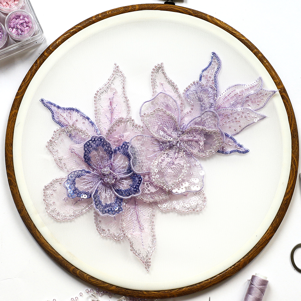 Yanzi Handmade 3d Flower Sequin Beads Applique(YZDH079)
