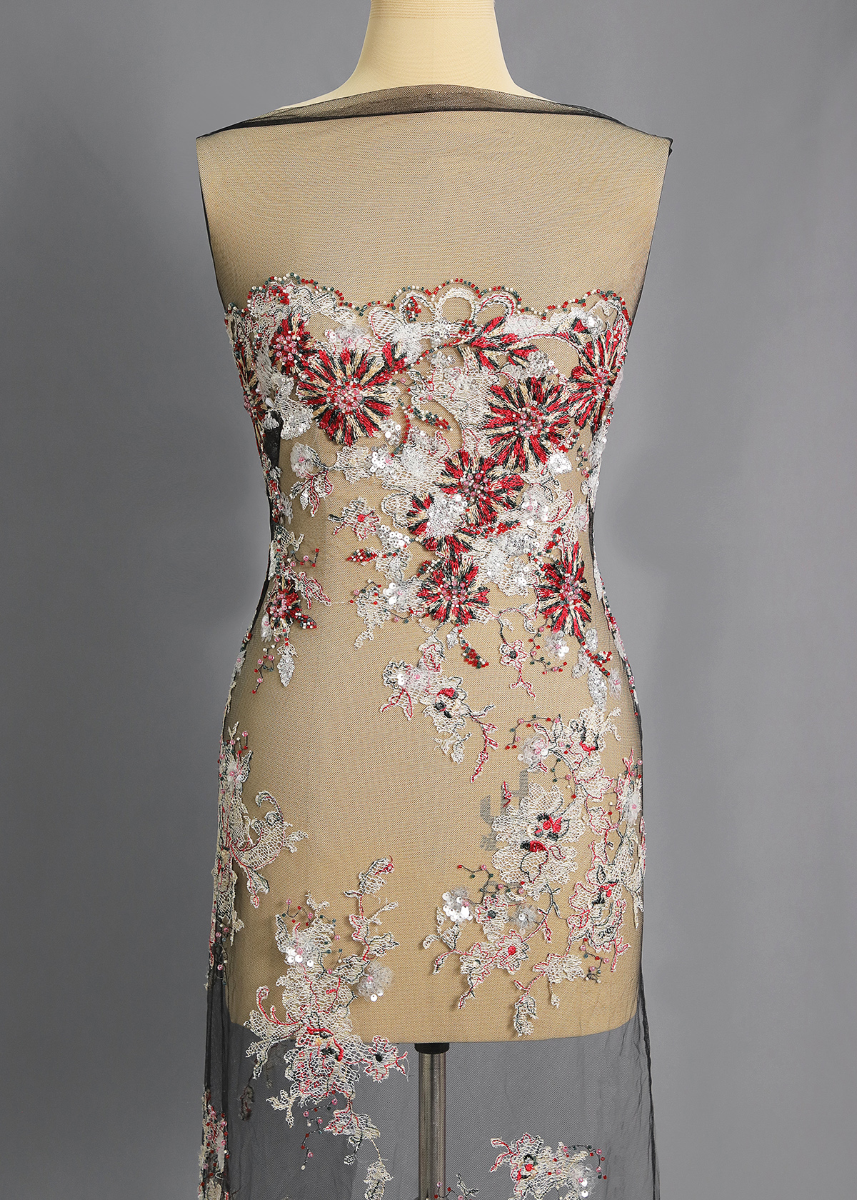 Yanzi colorful beaded lace dress fabric (YZZX958A）