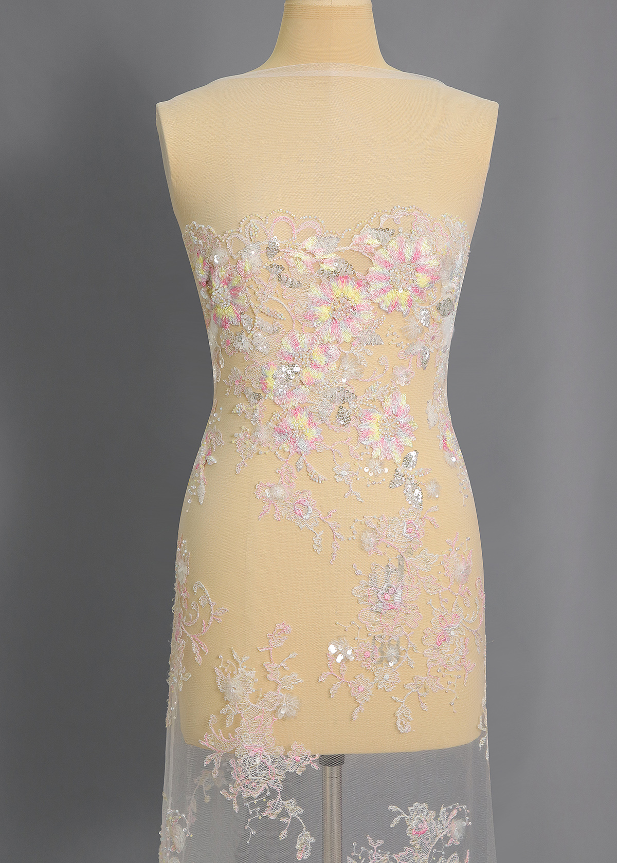 Yanzi colorful beaded lace dress fabric (YZZX958A）