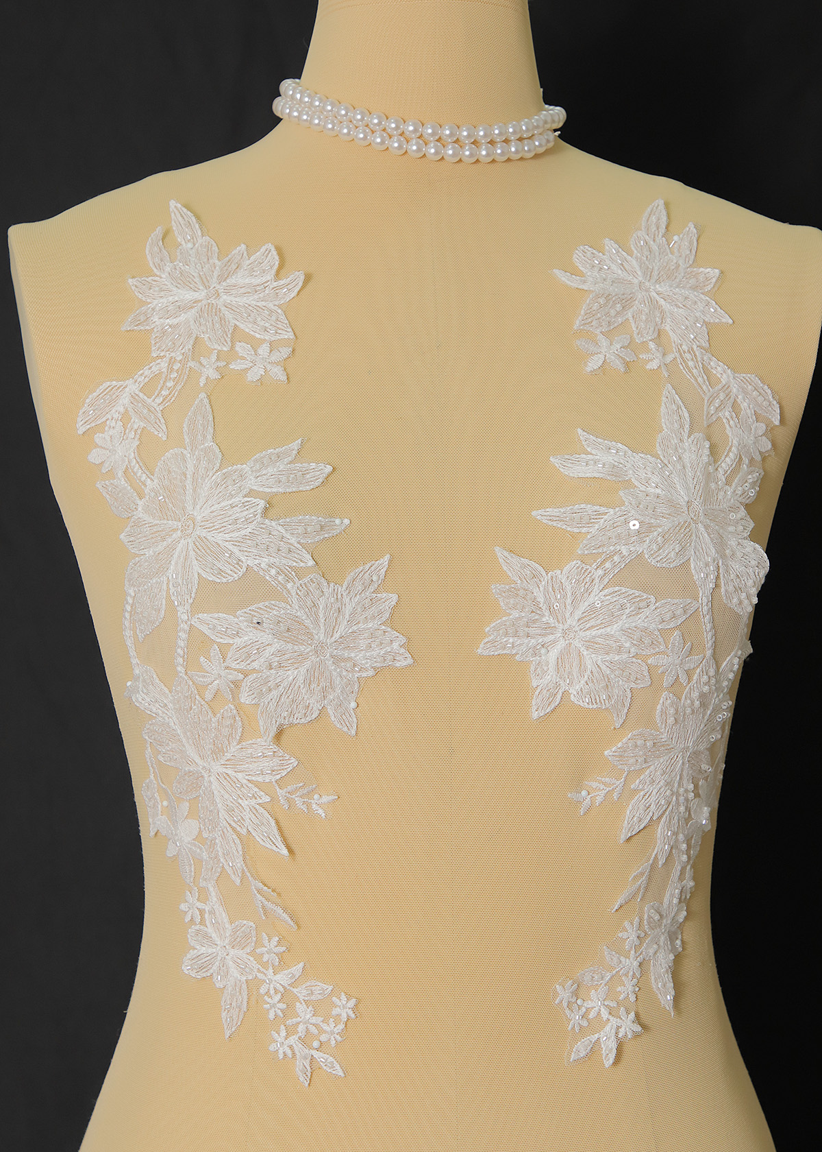 Yanzi beaded sequin embroidery applique floral (YZOH227)
