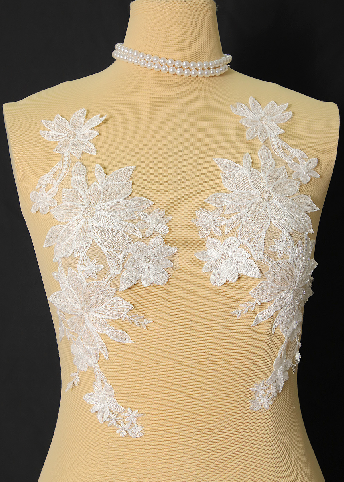 Yanzi beaded sequin embroidery applique floral (YZOH226)