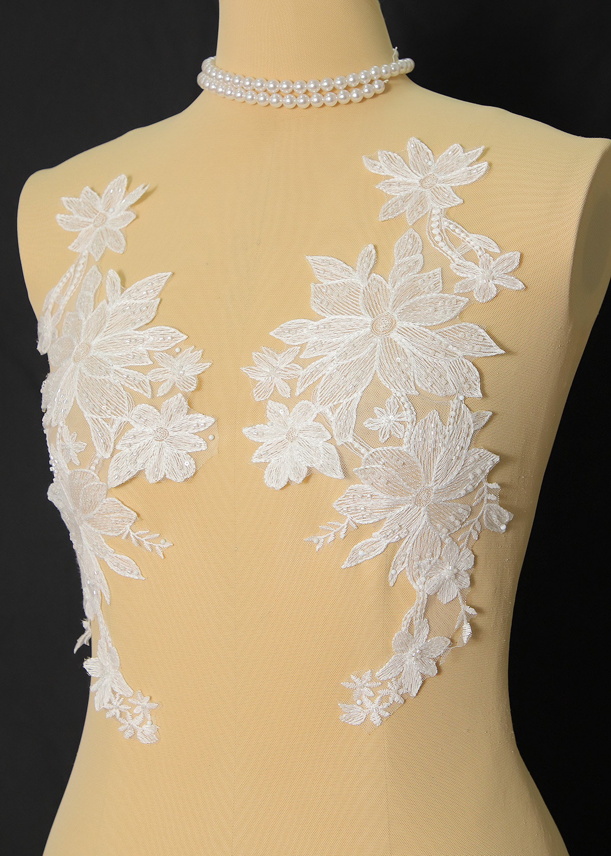 Yanzi beaded sequin embroidery applique floral (YZOH226)