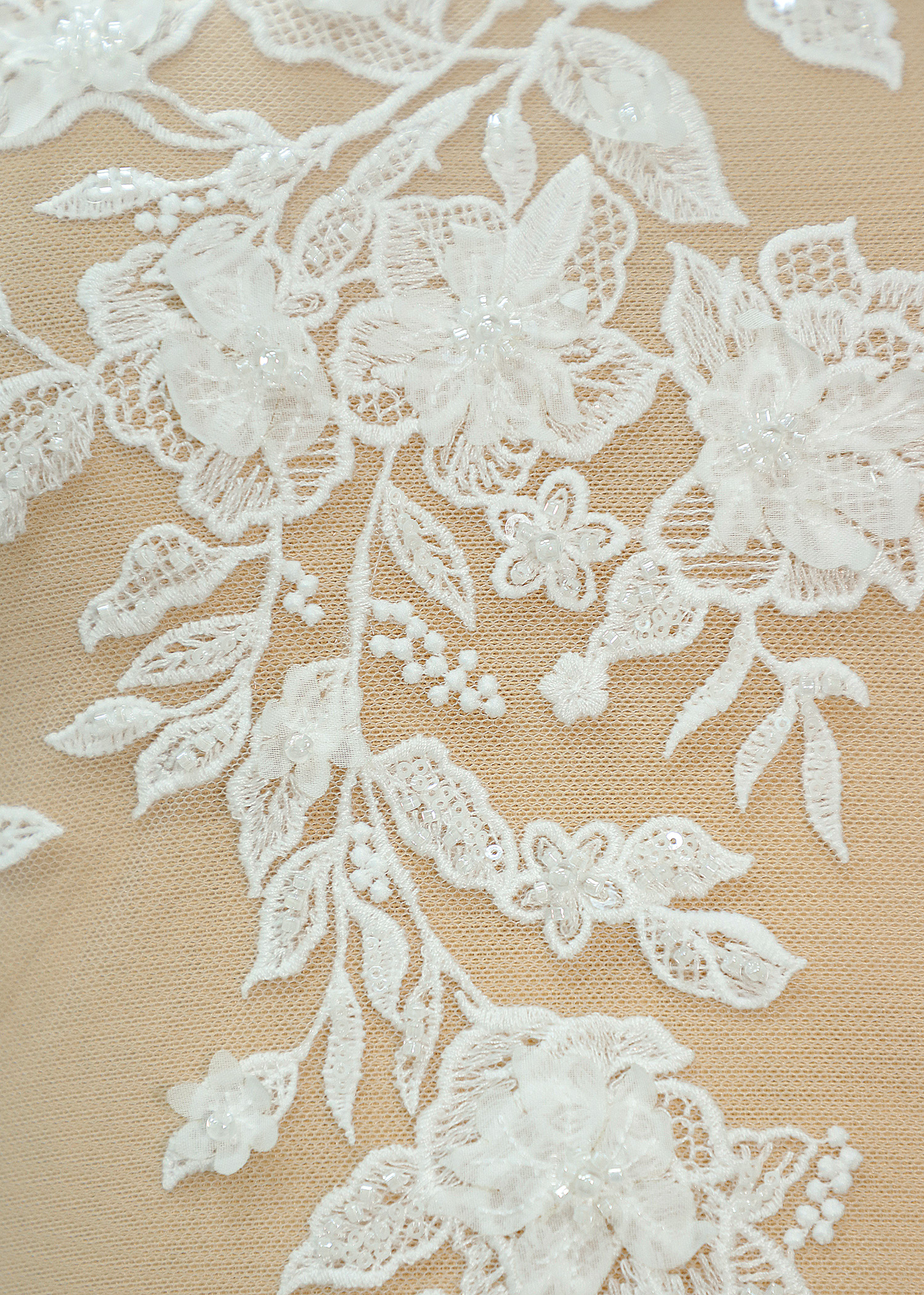 3D Beads Flower Lace Appliques With Sequins