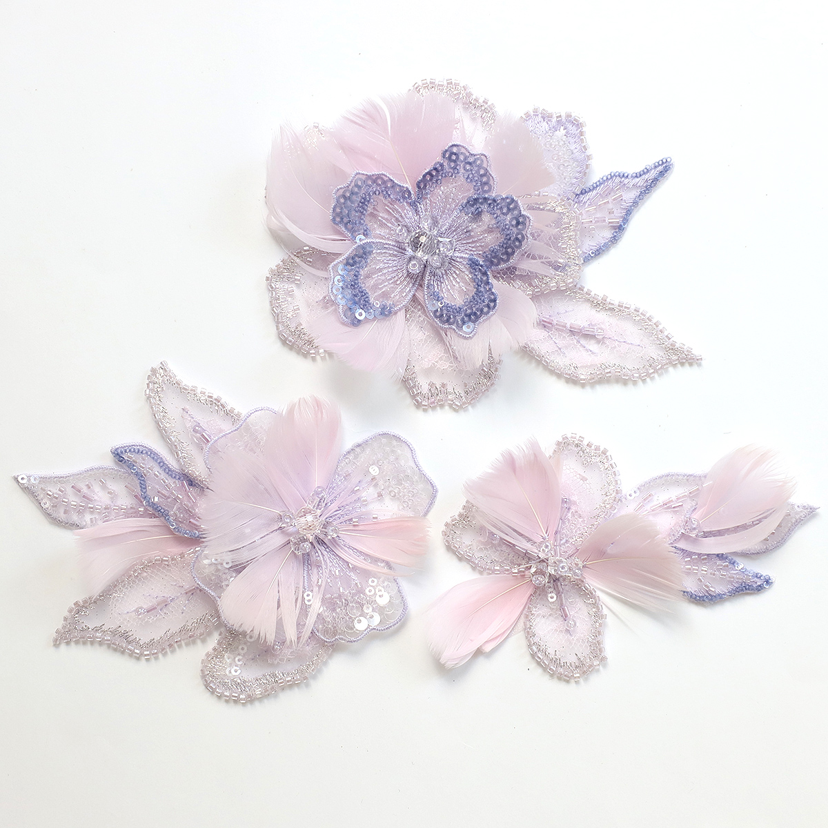 Yanzi Handmade 3d Flower Sequin Beads Applique(YZDH077)