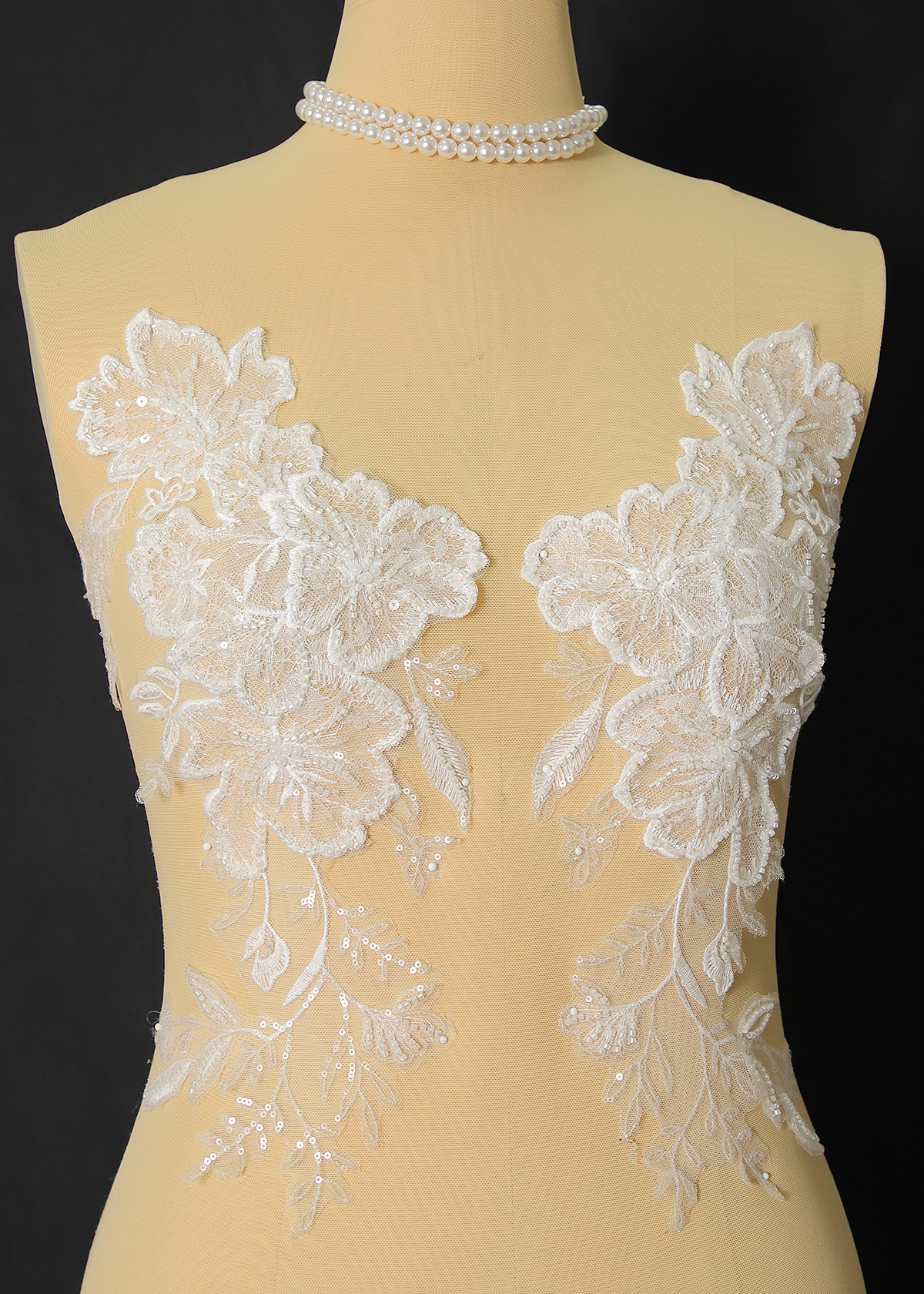 Yanzi beaded sequin embroidery applique floral (YZOH224)