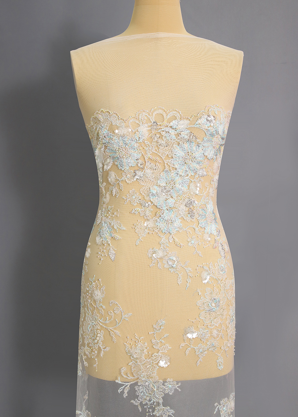 Yanzi colorful beaded lace dress fabric (YZZX958A）