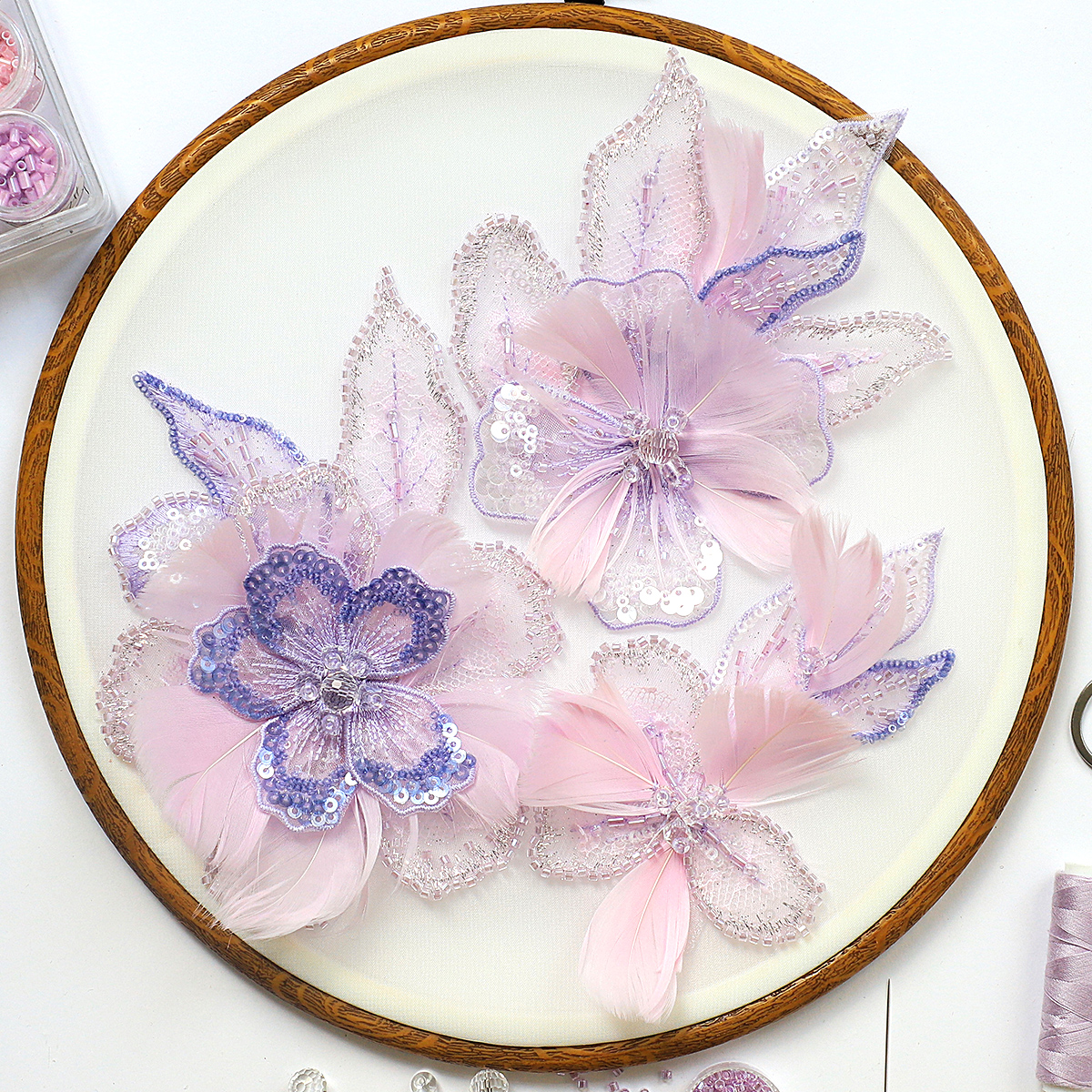 Yanzi Handmade 3d Flower Sequin Beads Applique(YZDH077)