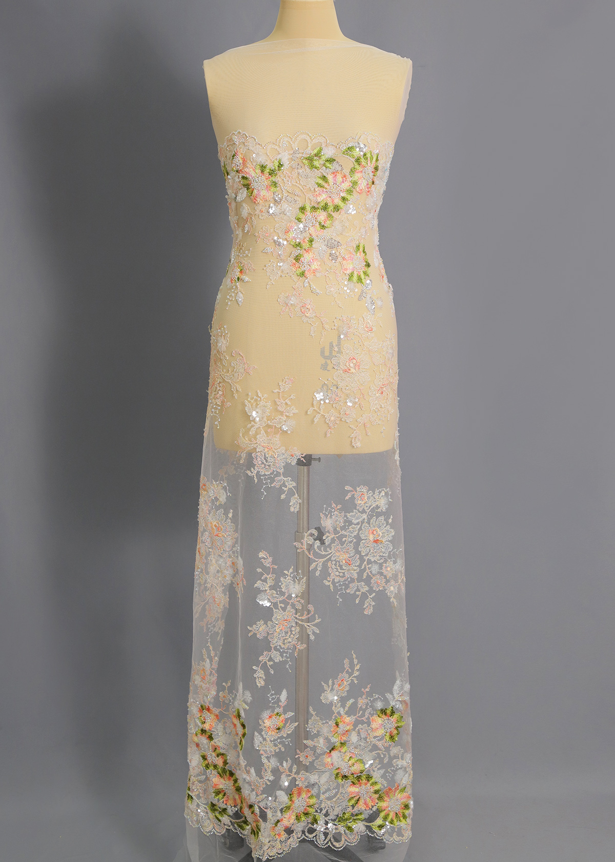 Yanzi colorful beaded lace dress fabric (YZZX958A）