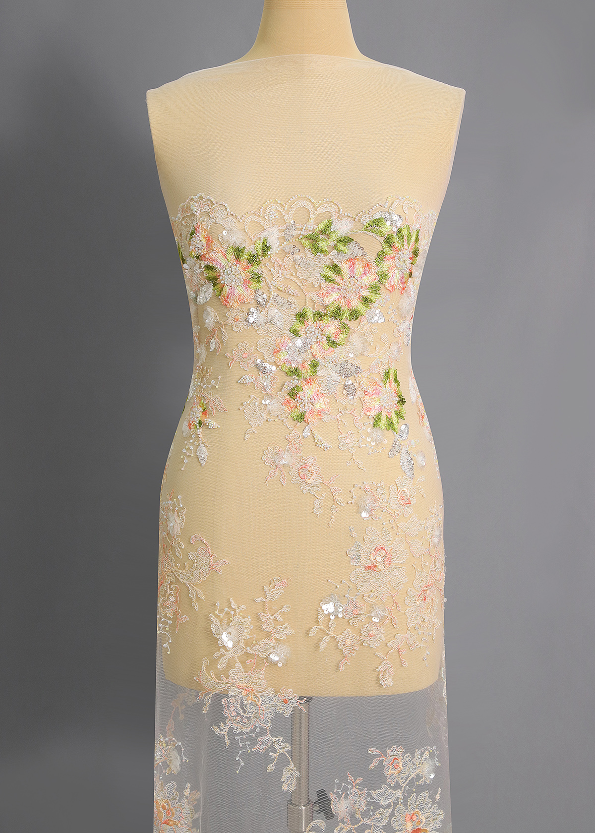 Yanzi colorful beaded lace dress fabric (YZZX958A）