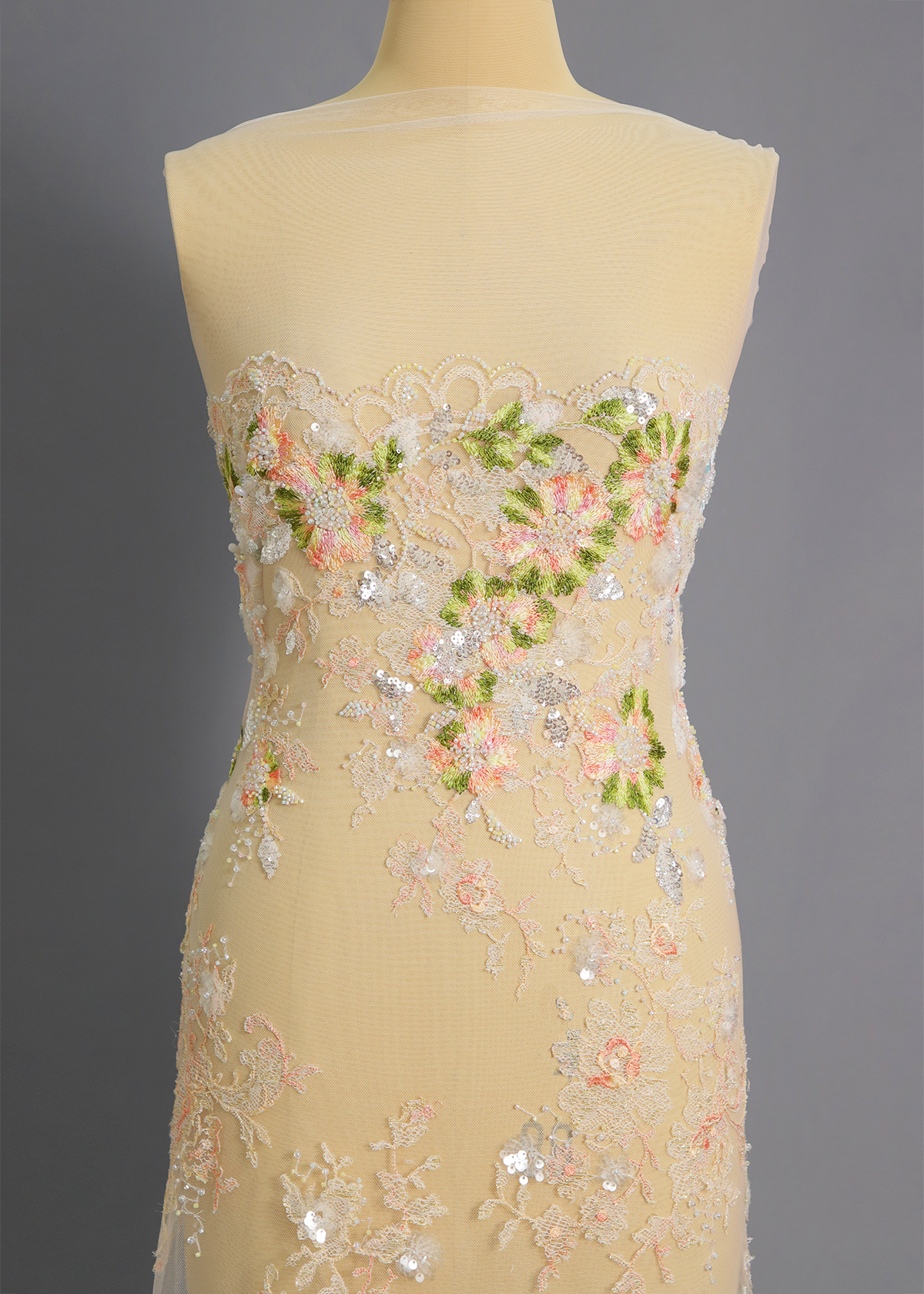 Yanzi colorful beaded lace dress fabric (YZZX958A）