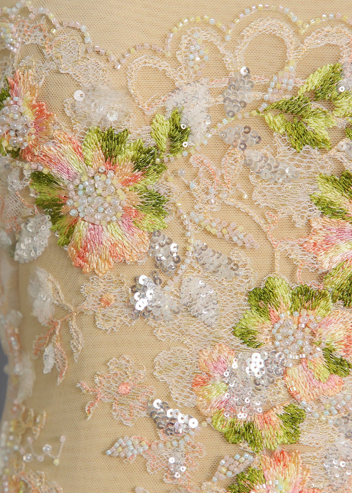 Yanzi colorful beaded lace dress fabric (YZZX958A）