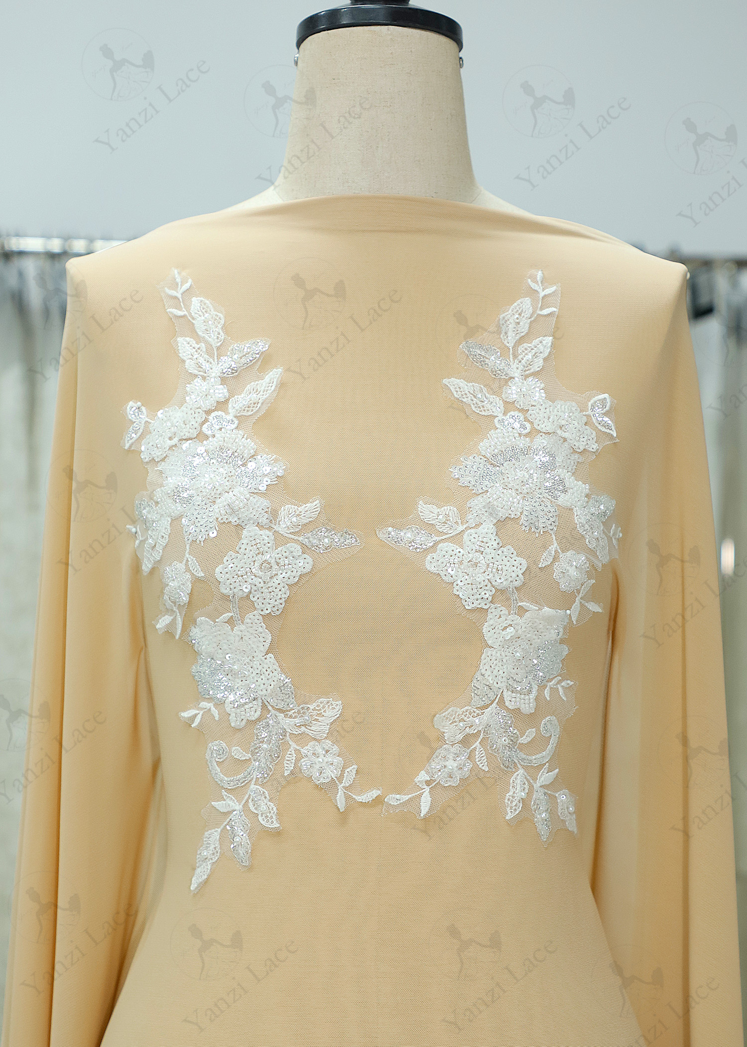 Beads Flower Lace Appliques With Sequins