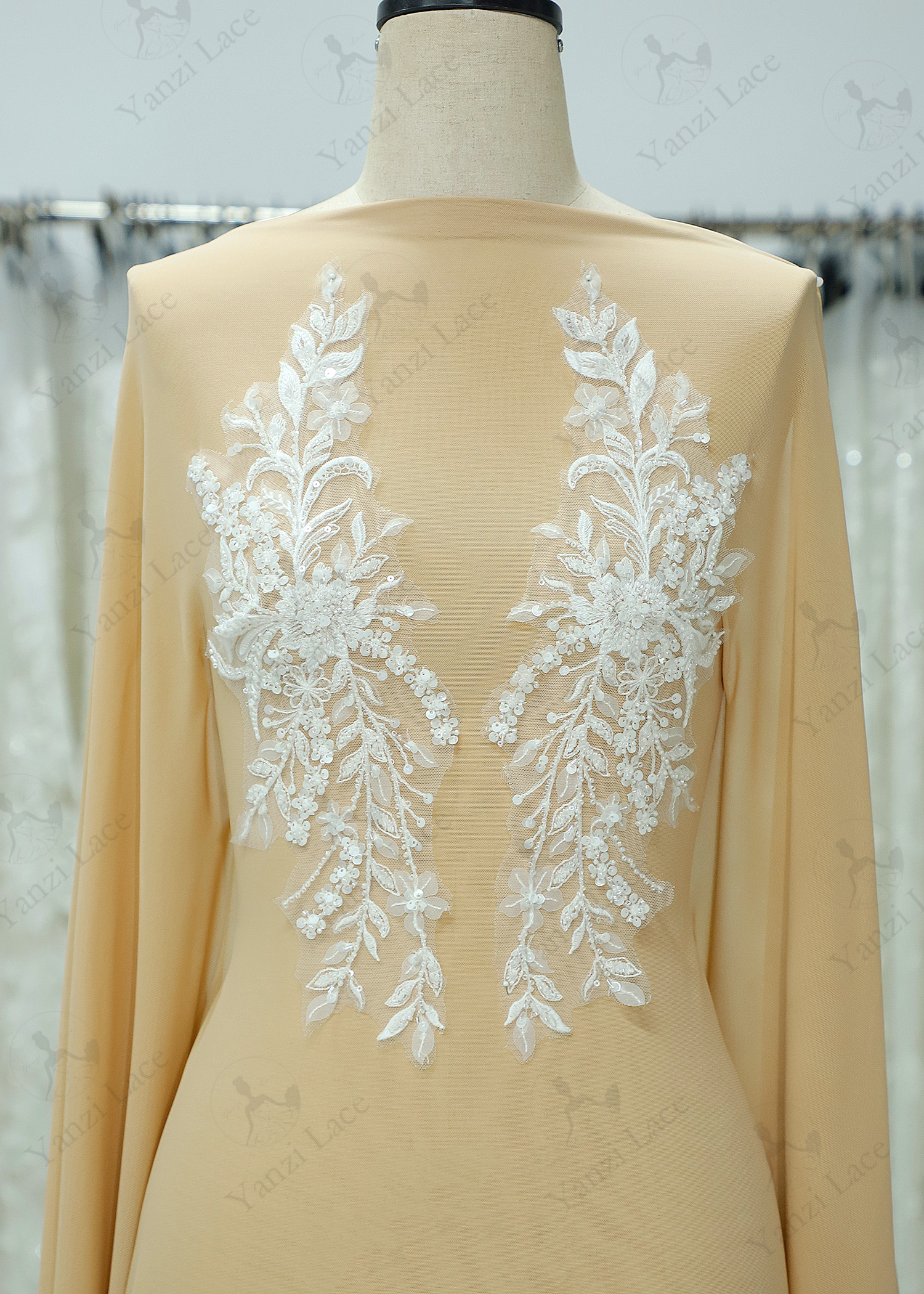 Beads Flower Lace Appliques With Sequins