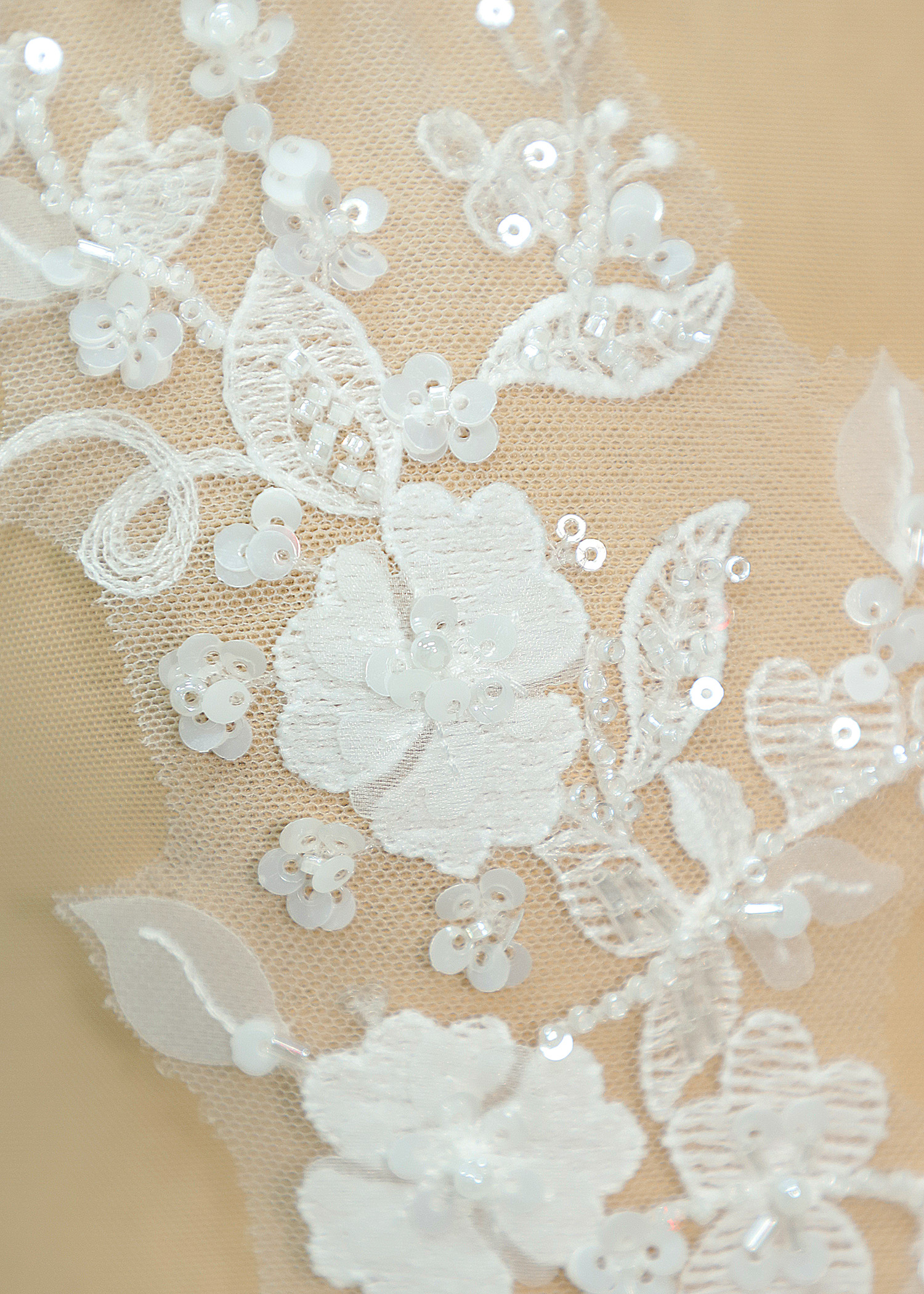 3D Beads Flower Lace Appliques With Sequins