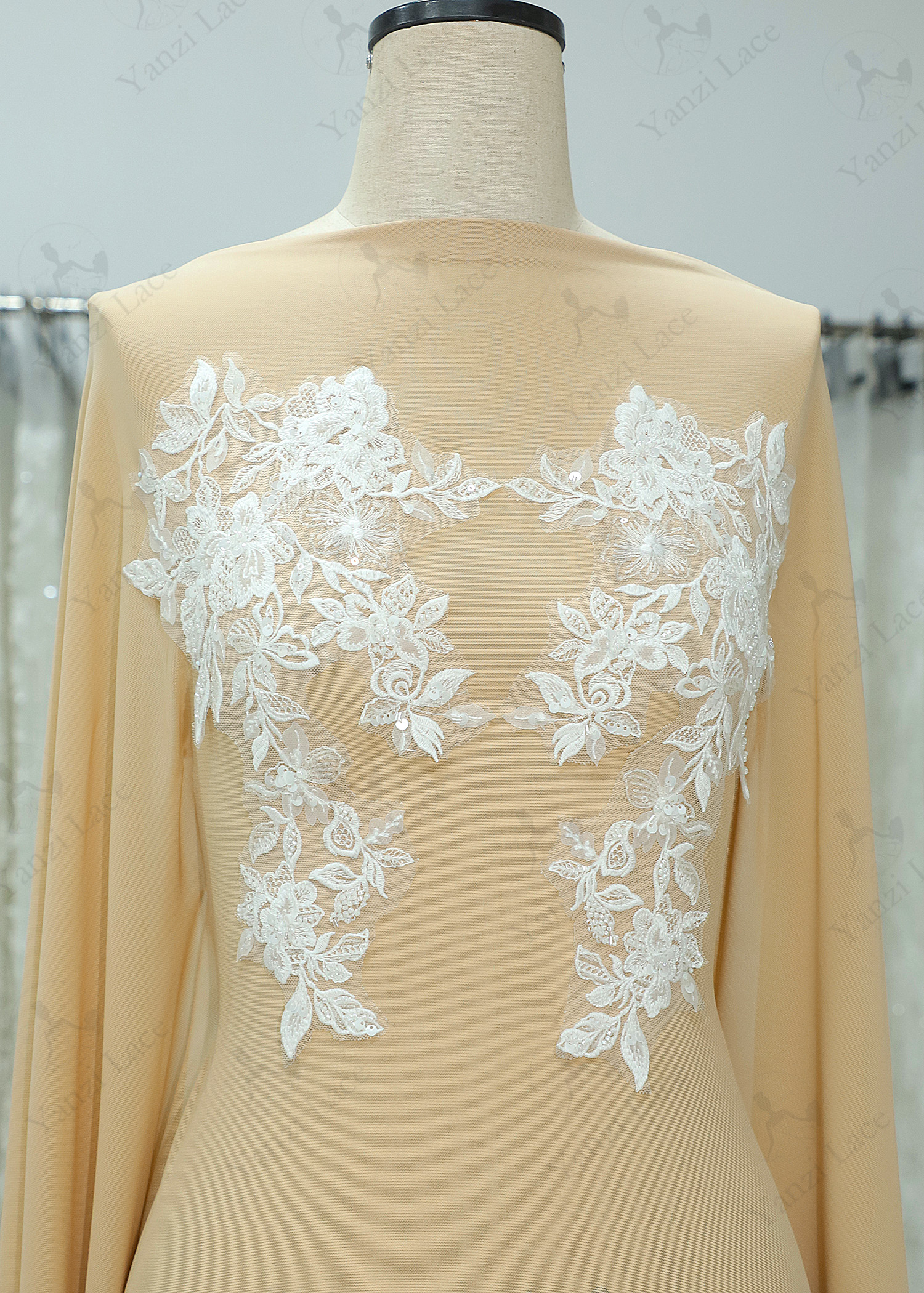 Beads Flower Lace Appliques With Sequins