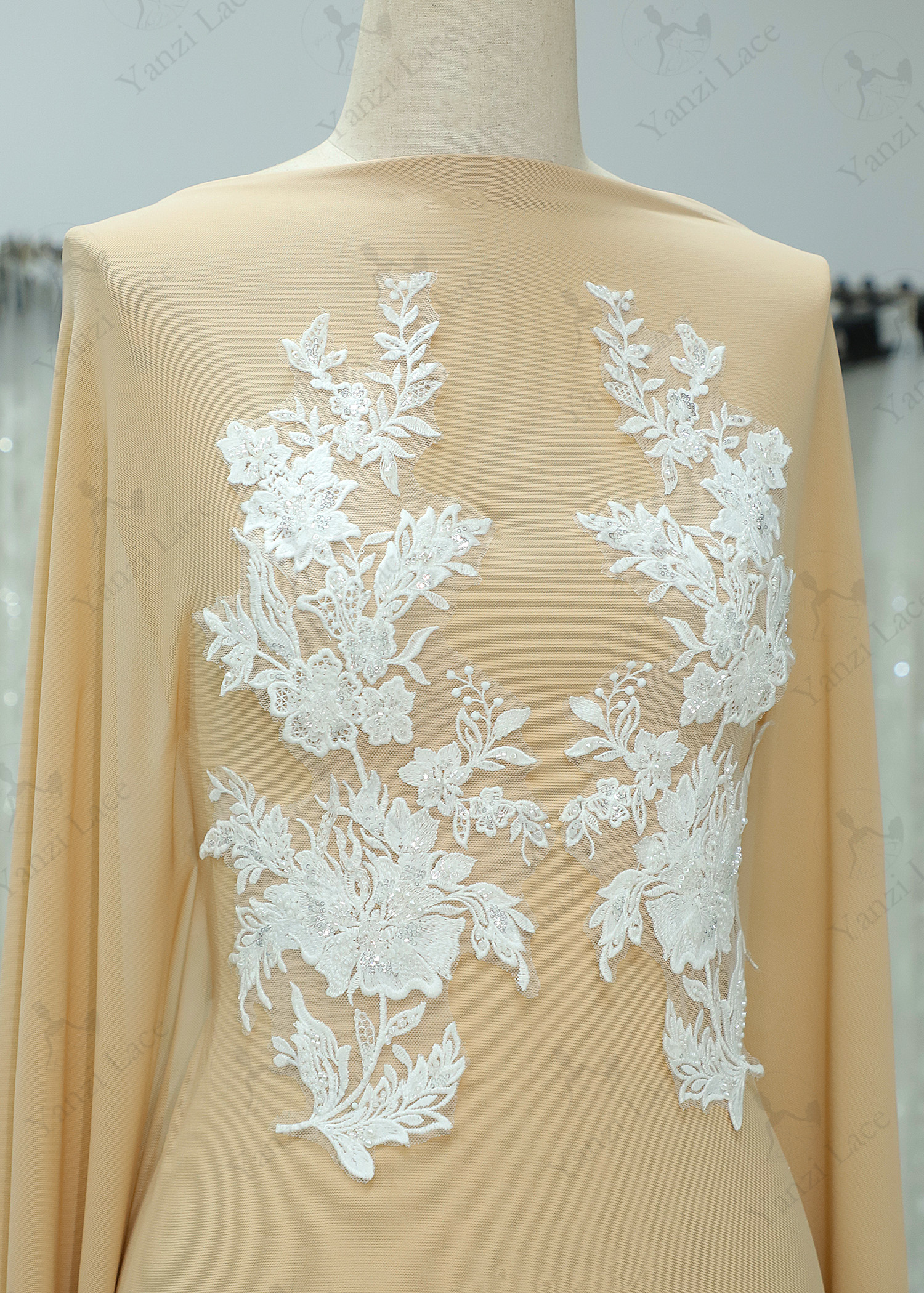 Beads Flower Lace Appliques With Sequins