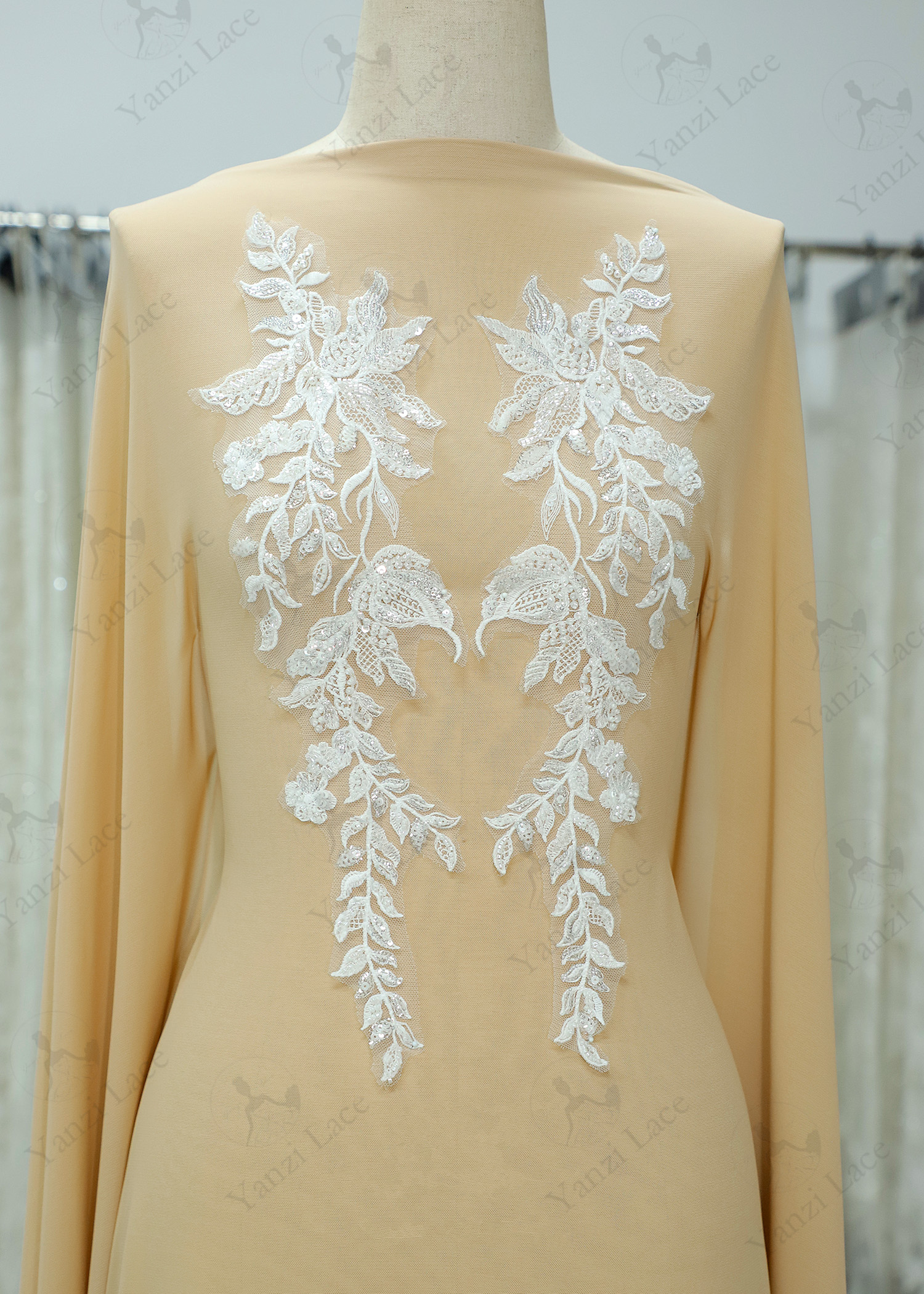 Beads Flower Lace Appliques With Sequins