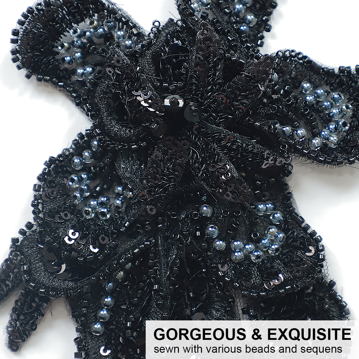 Yanzi Handmade 3d Flower Sequin Beads Applique for Dress Clothing Accessories (YZLQ013）