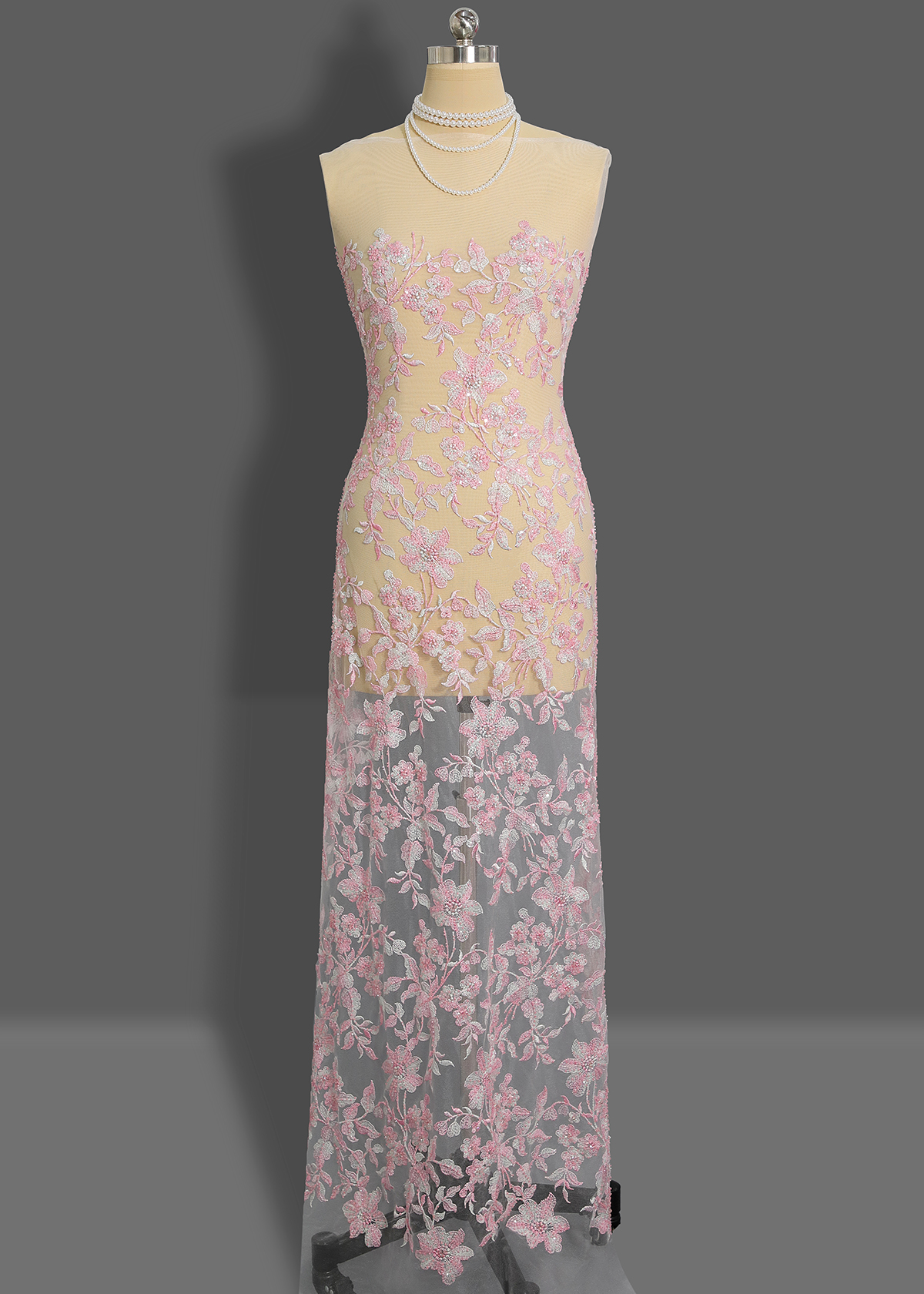 Yanzi colorful beaded lace dress fabric (YZZX240）