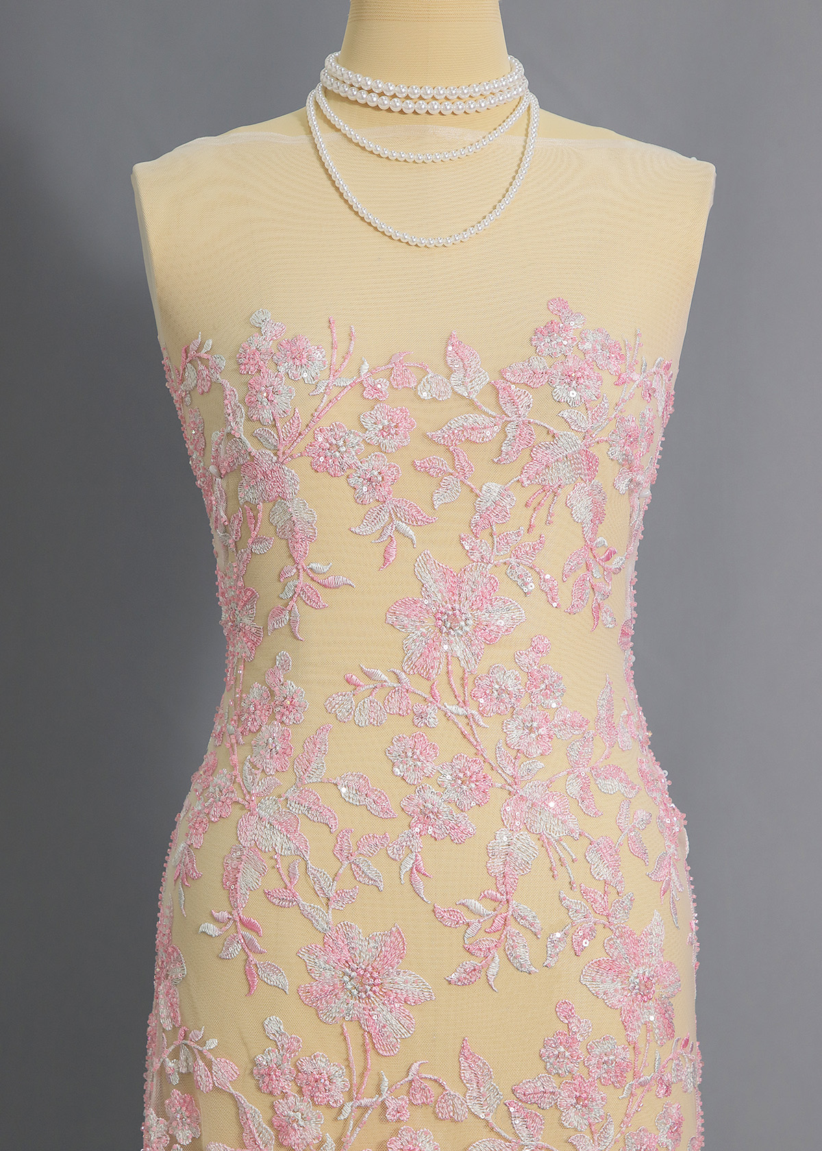 Yanzi colorful beaded lace dress fabric (YZZX240）