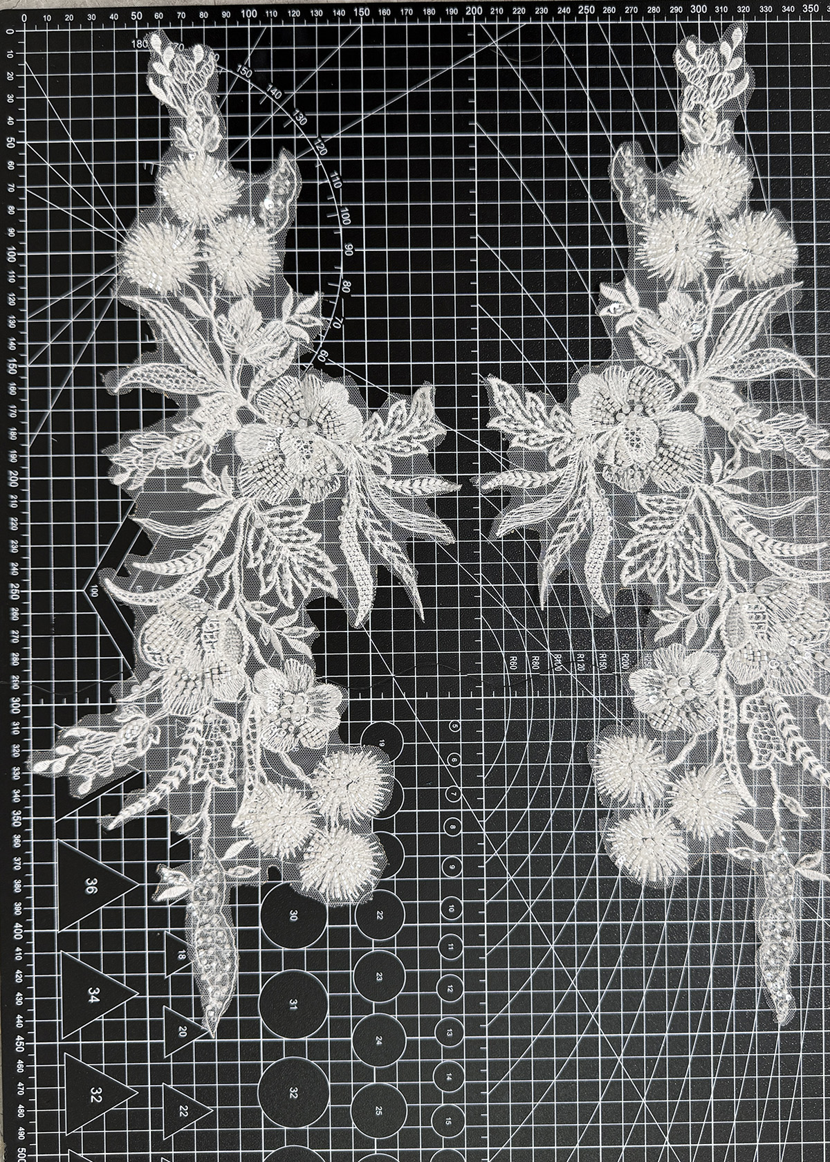 Yanzi beaded sequin embroidery applique floral (YZOH199)