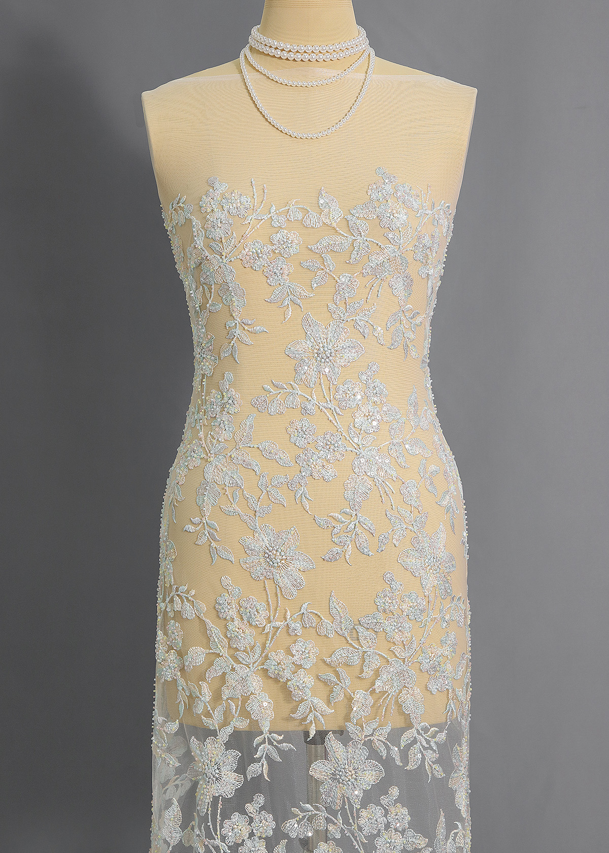 Yanzi colorful beaded lace dress fabric (YZZX240）