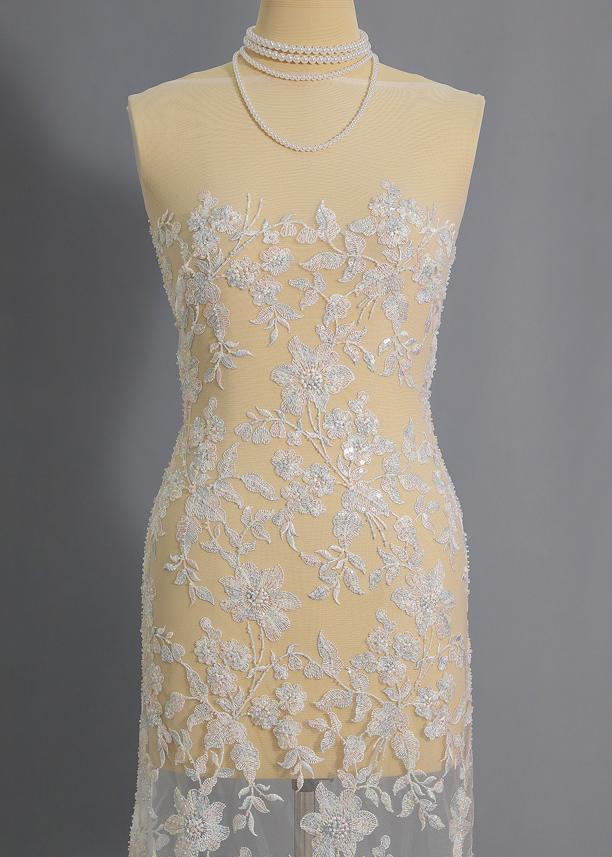 Yanzi colorful beaded lace dress fabric (YZZX240）