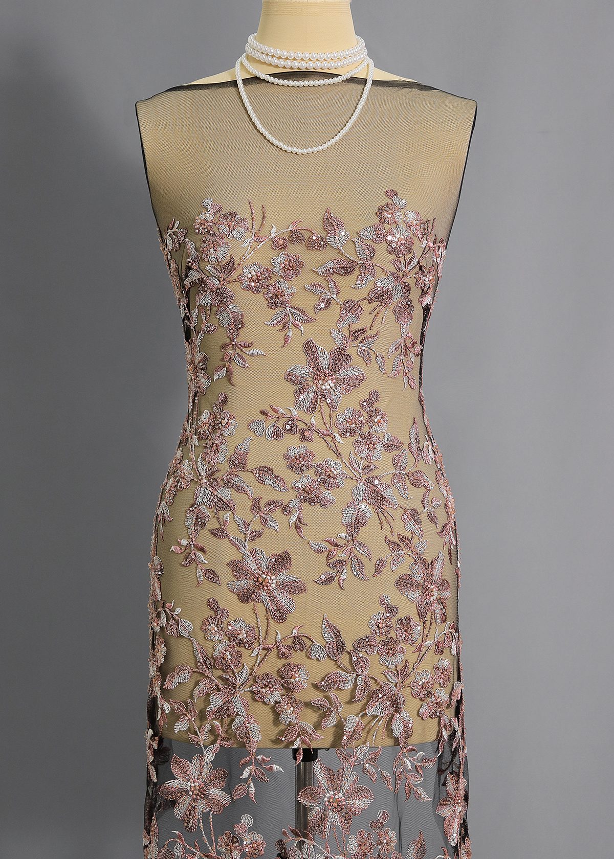 Yanzi colorful beaded lace dress fabric (YZZX240）