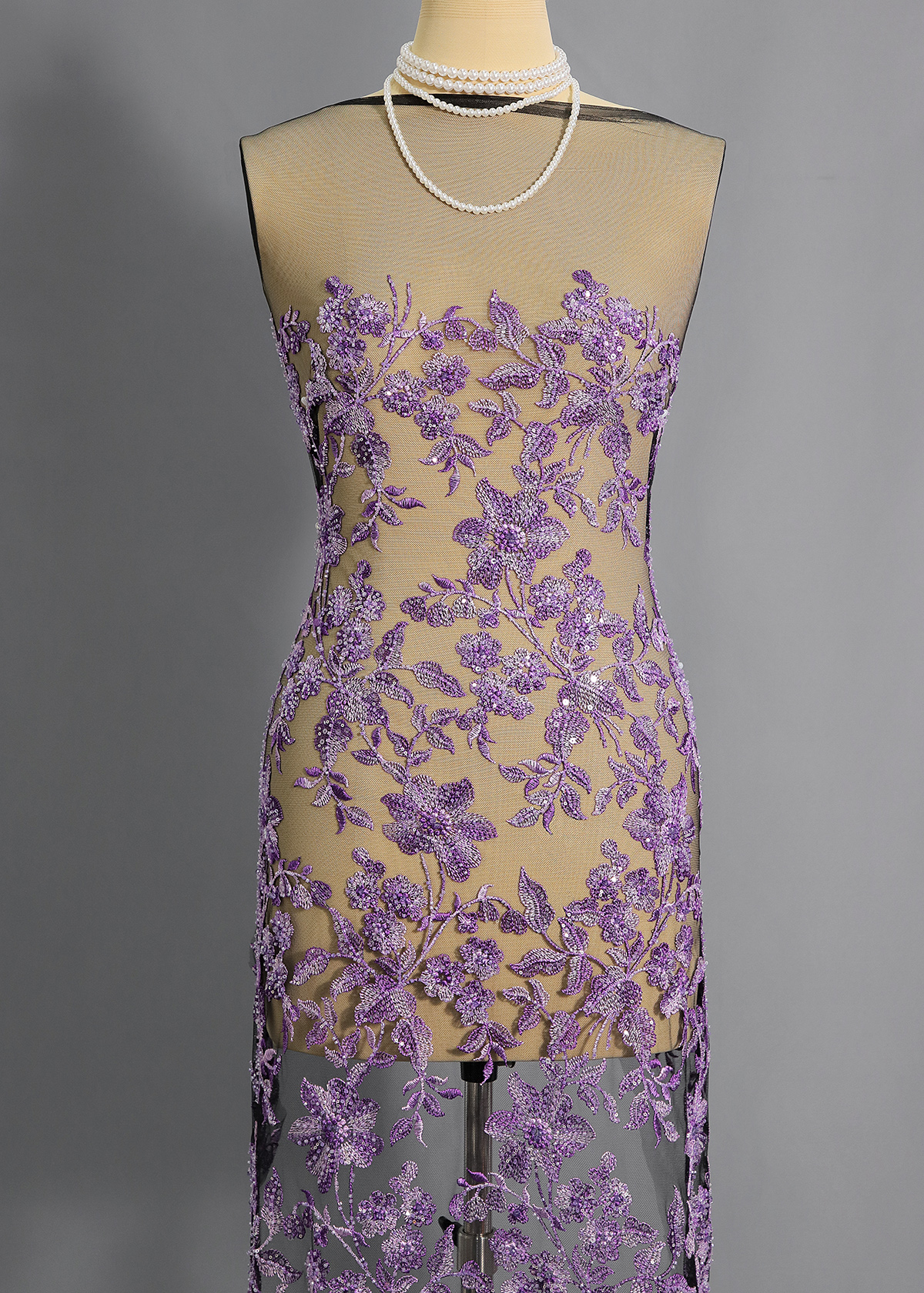 Yanzi colorful beaded lace dress fabric (YZZX240）