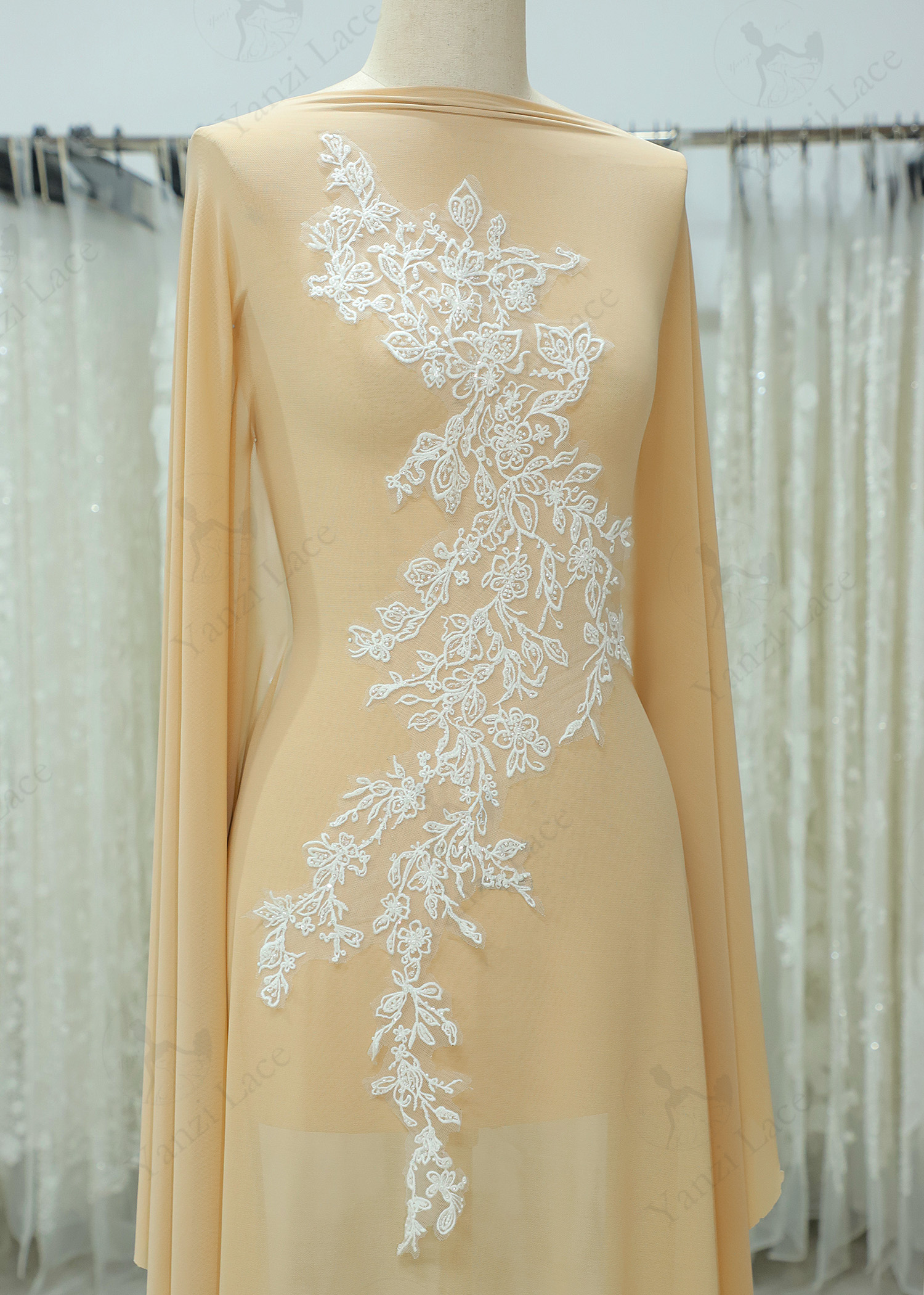 Beads Flower Lace Appliques With Sequins