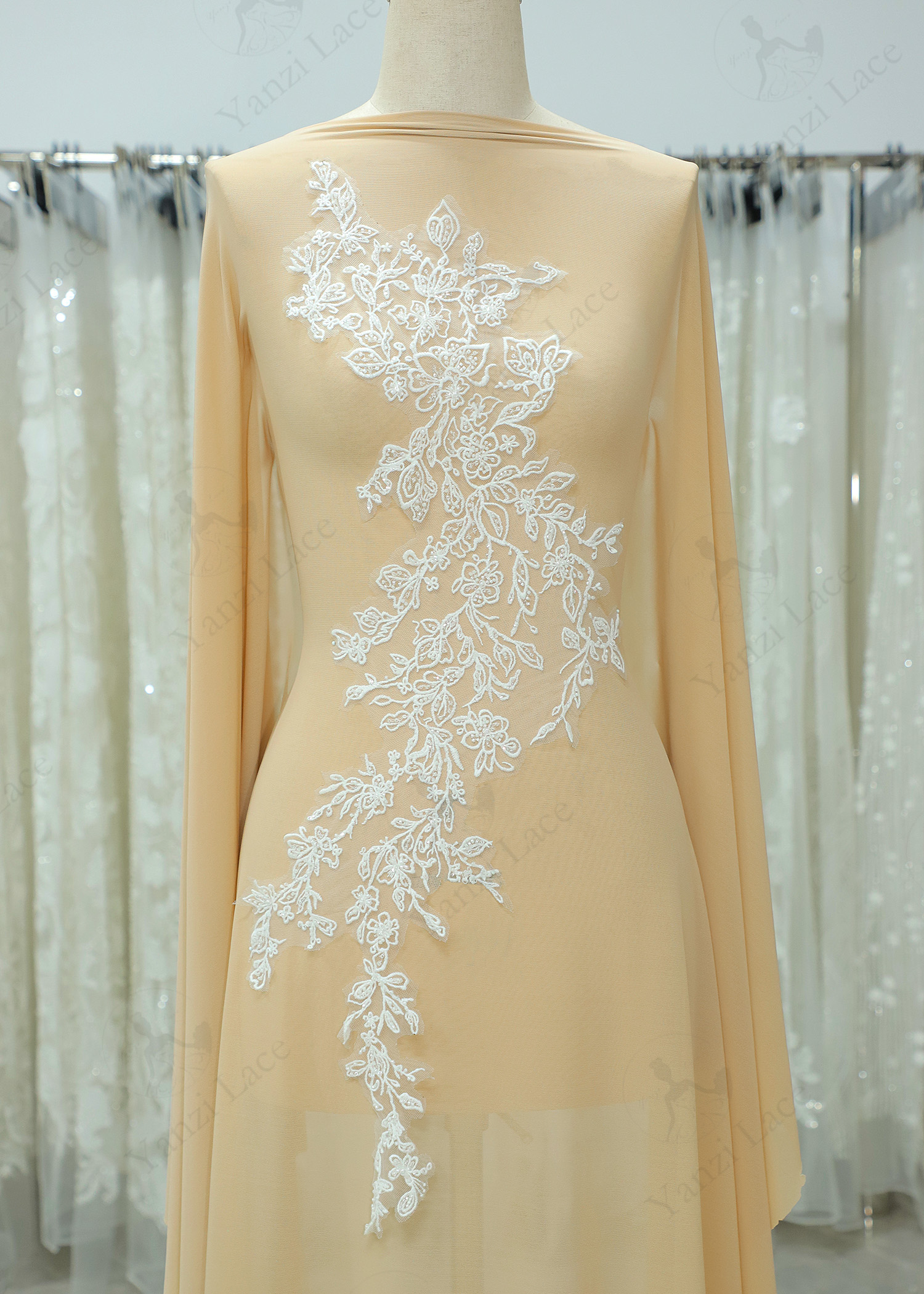 Beads Flower Lace Appliques With Sequins