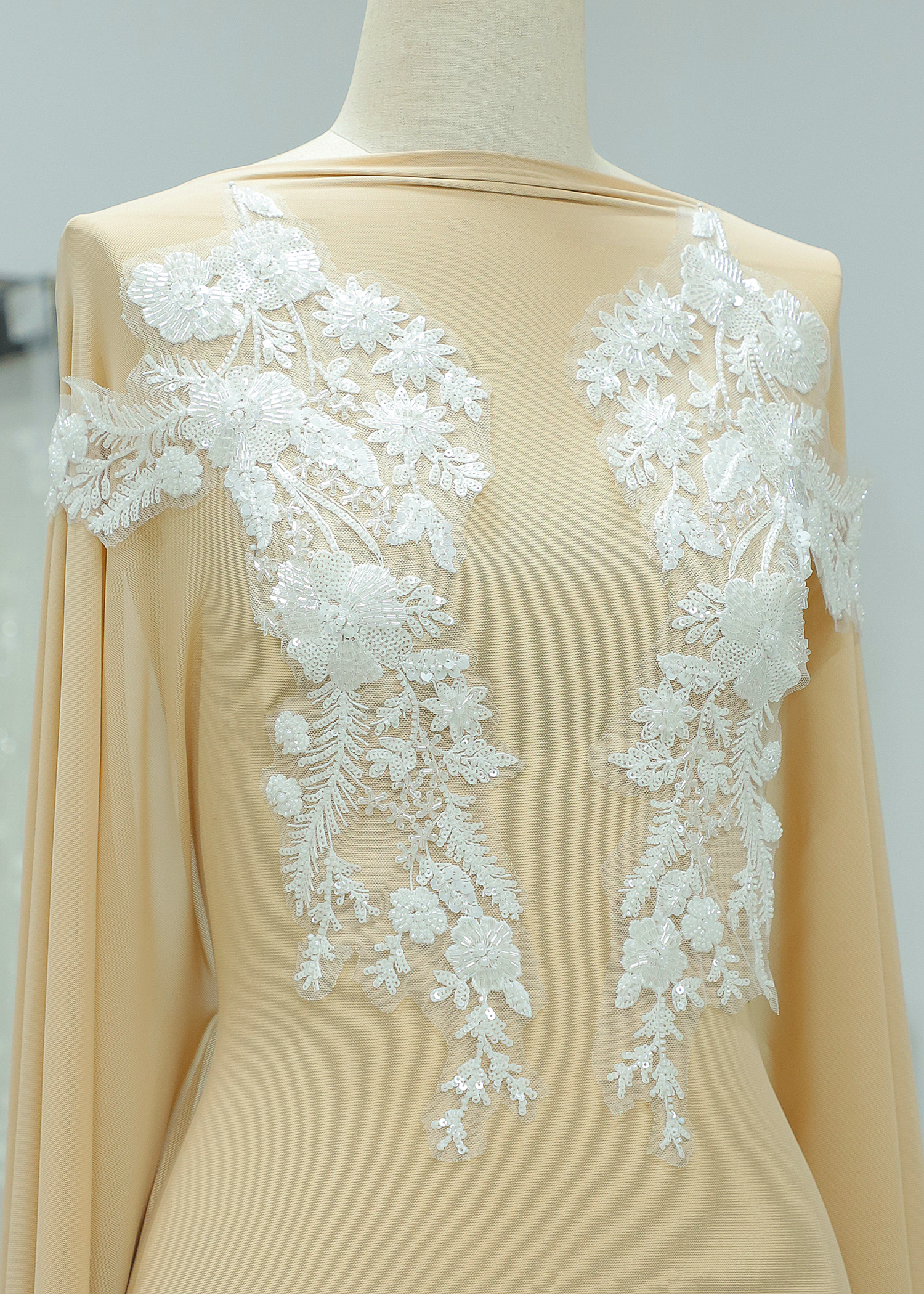 Beads Sequins Flower Lace Appliques 