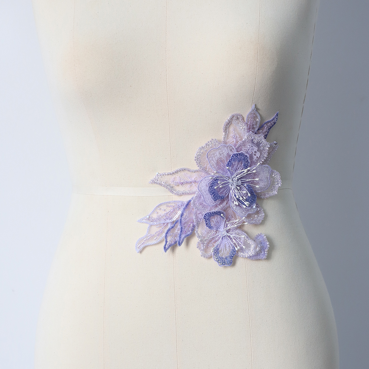 Yanzi Handmade 3d Flower Sequin Beads Applique(YZDH088)