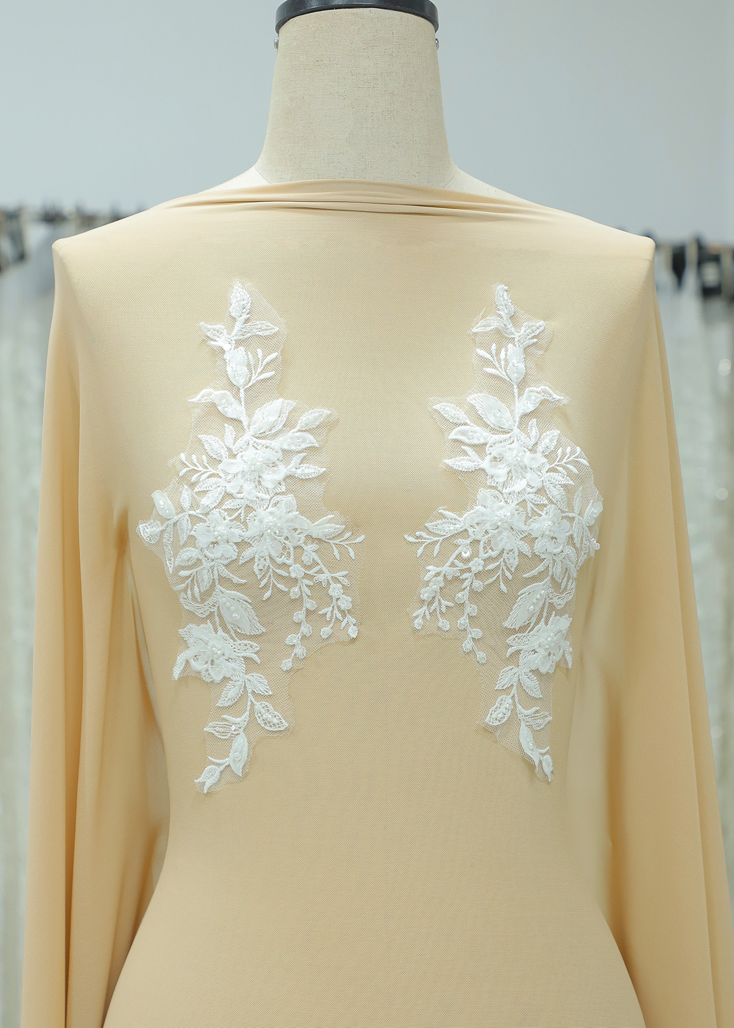 3D Beads Flower Lace Appliques With Sequins