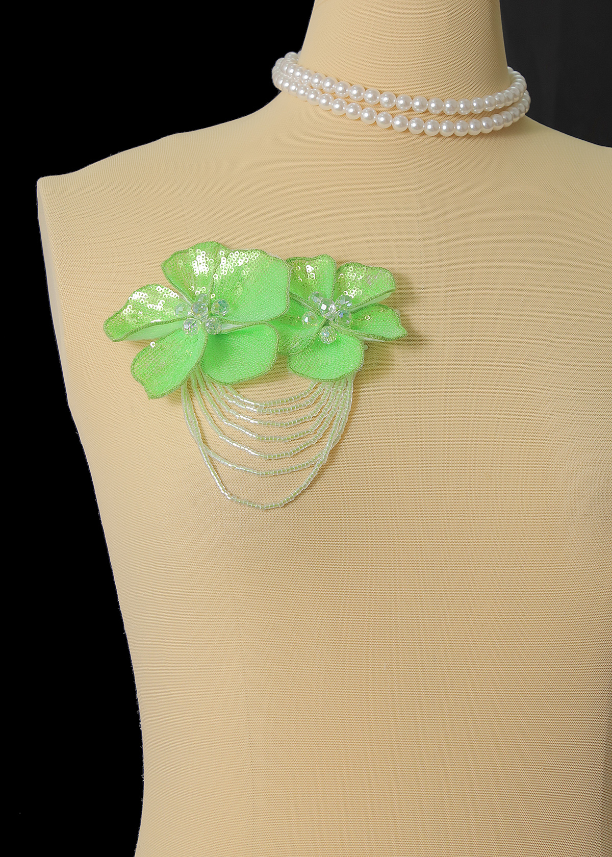 Yanzi Handmade 3d Flower Sequin Beads Applique(YZX222)