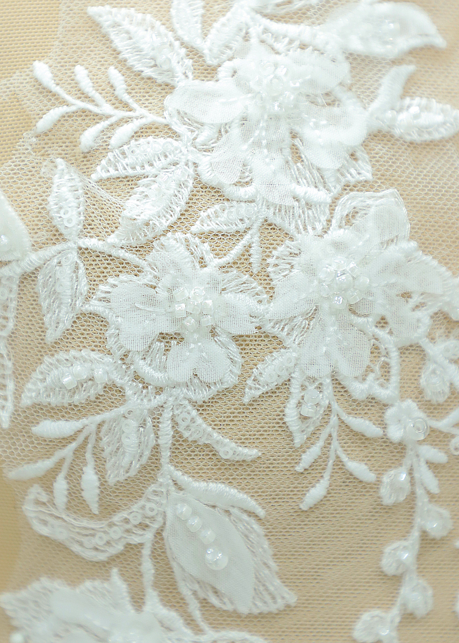 3D Beads Flower Lace Appliques With Sequins