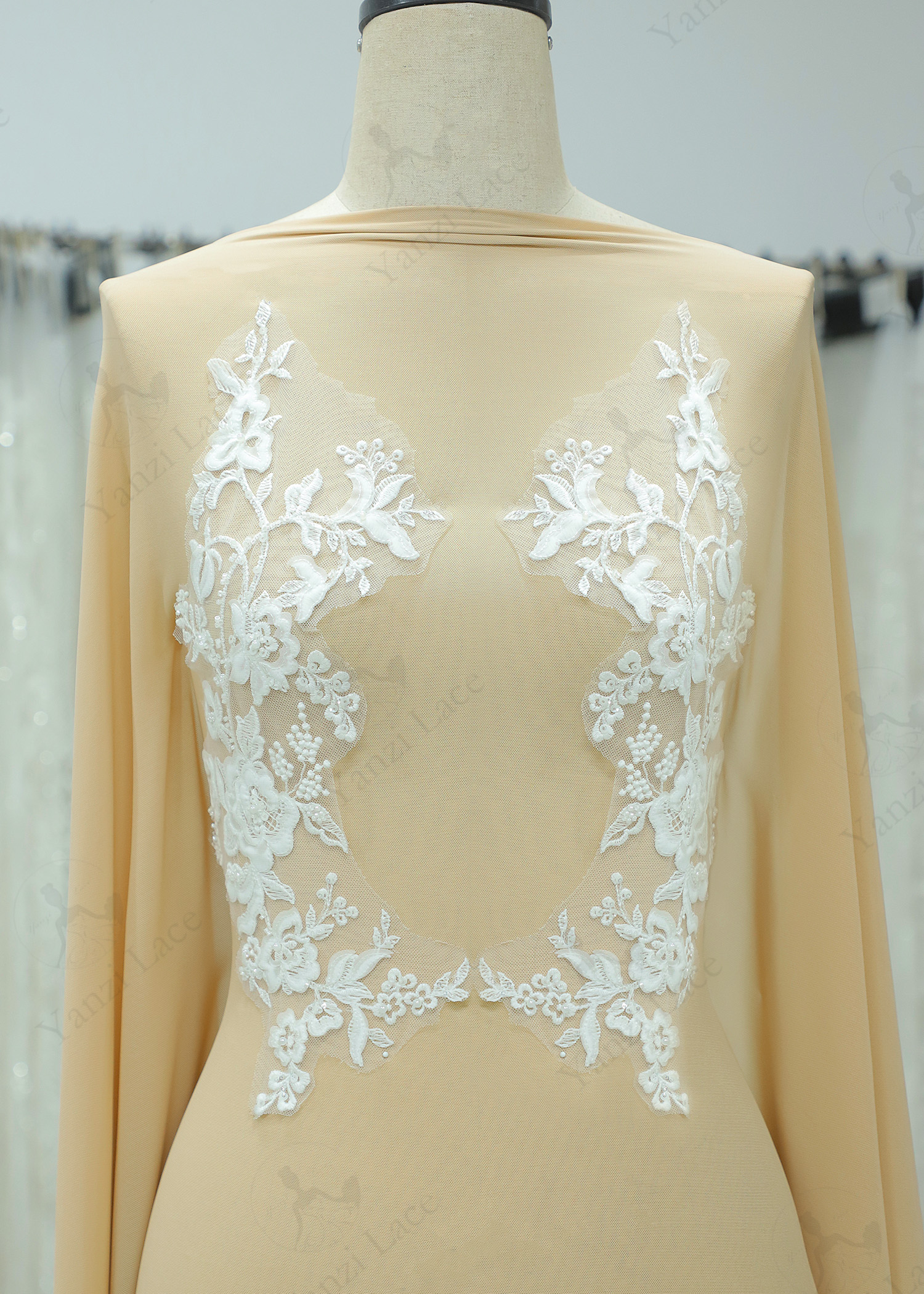 Beads Flower Lace Appliques With Sequins