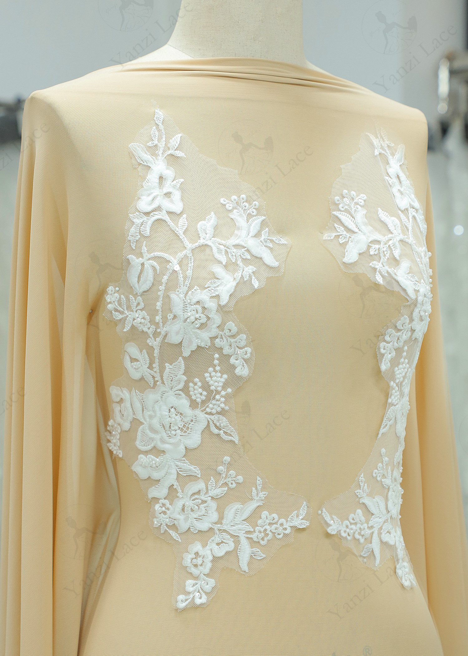 Beads Flower Lace Appliques With Sequins