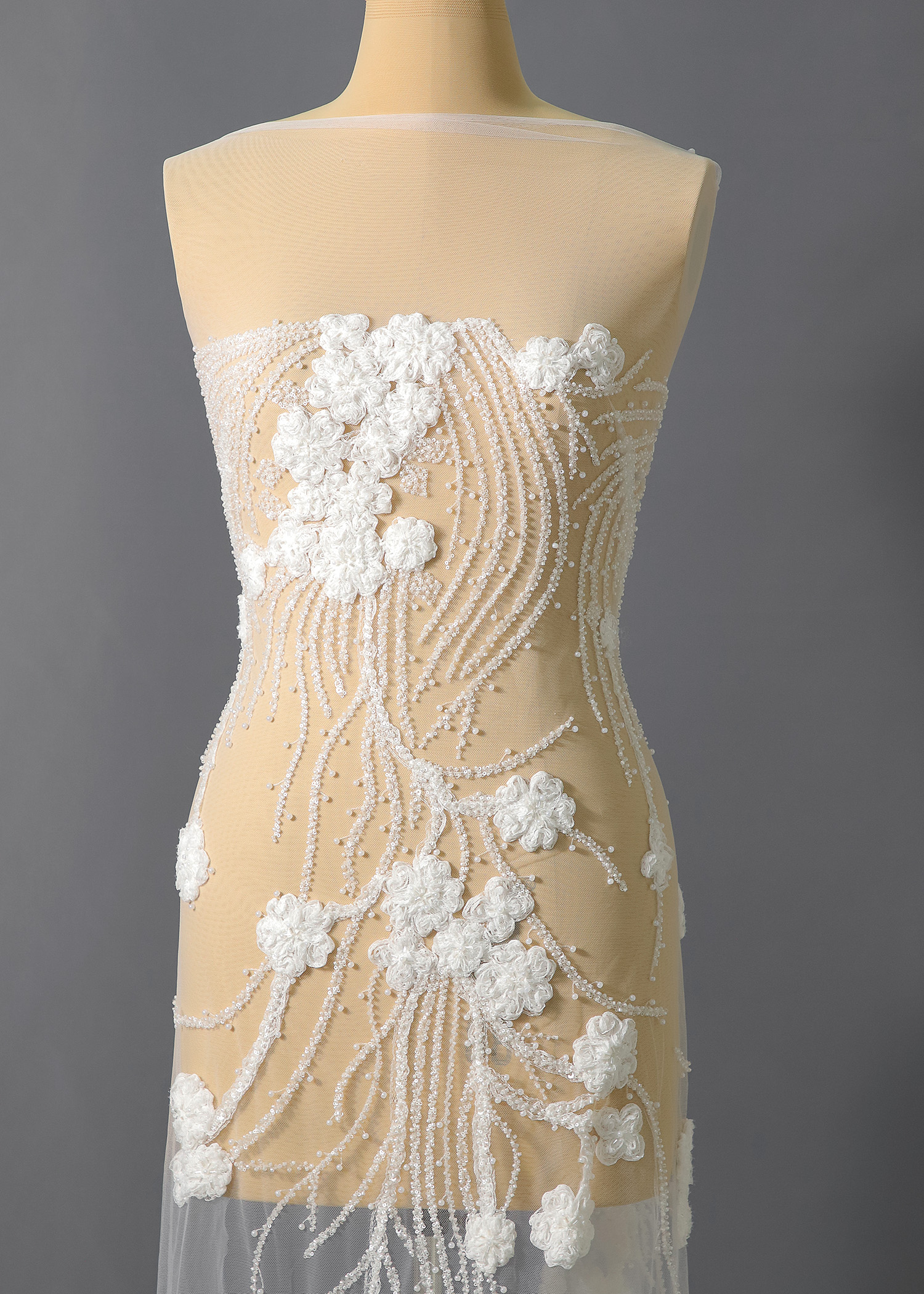 Yanzi Ribbon Embroidery luxury beads sequins Lace (YZP023)