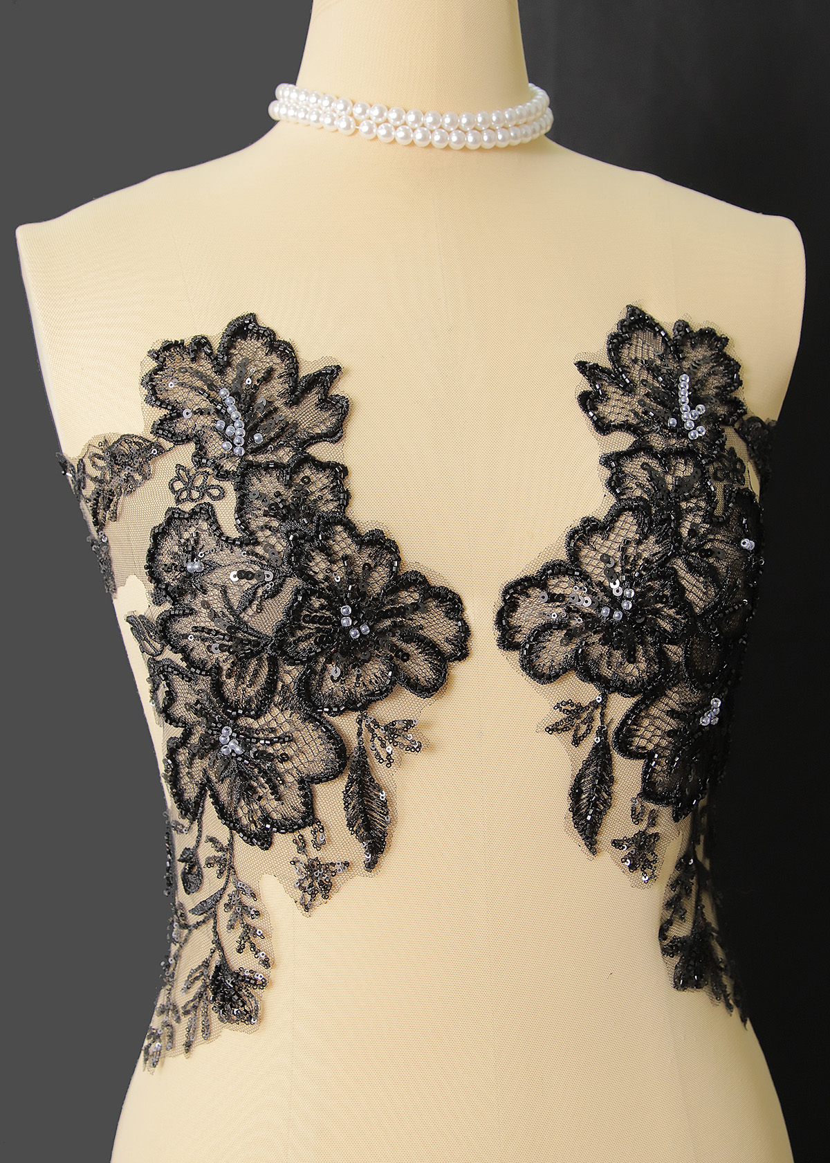 Yanzi beaded sequin embroidery applique floral (YZOH224)