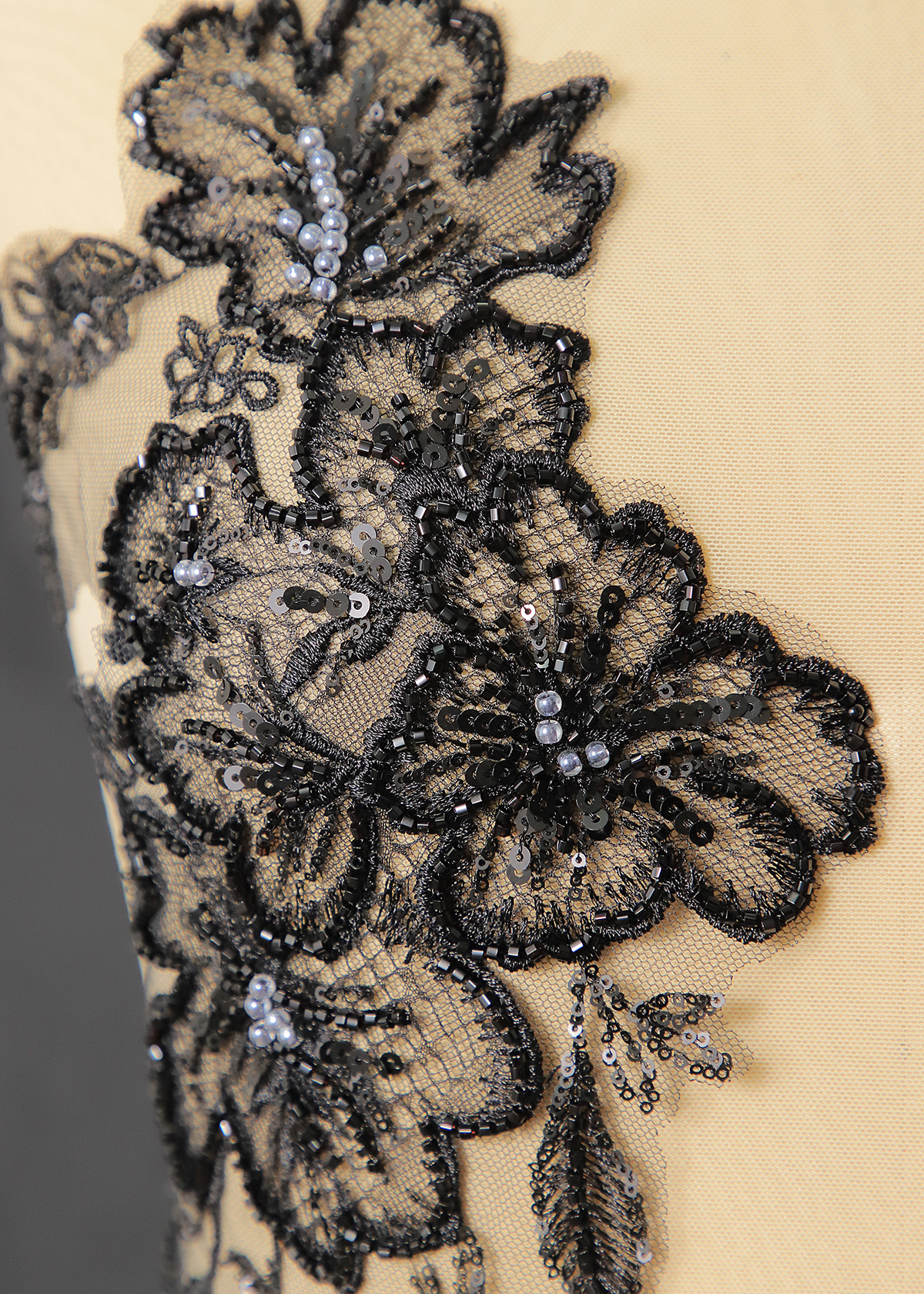 Yanzi beaded sequin embroidery applique floral (YZOH224)