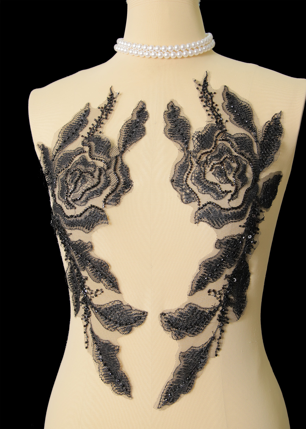 Yanzi beaded sequin embroidery applique floral (YZOH222)