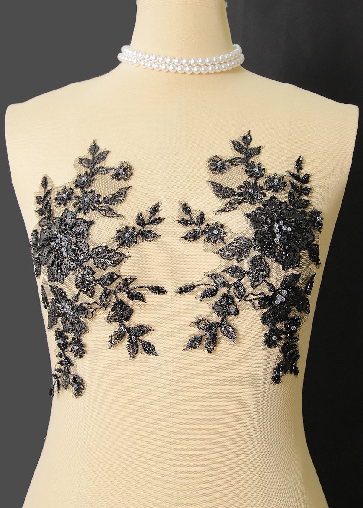 Yanzi beaded sequin embroidery applique floral (YZOH225)