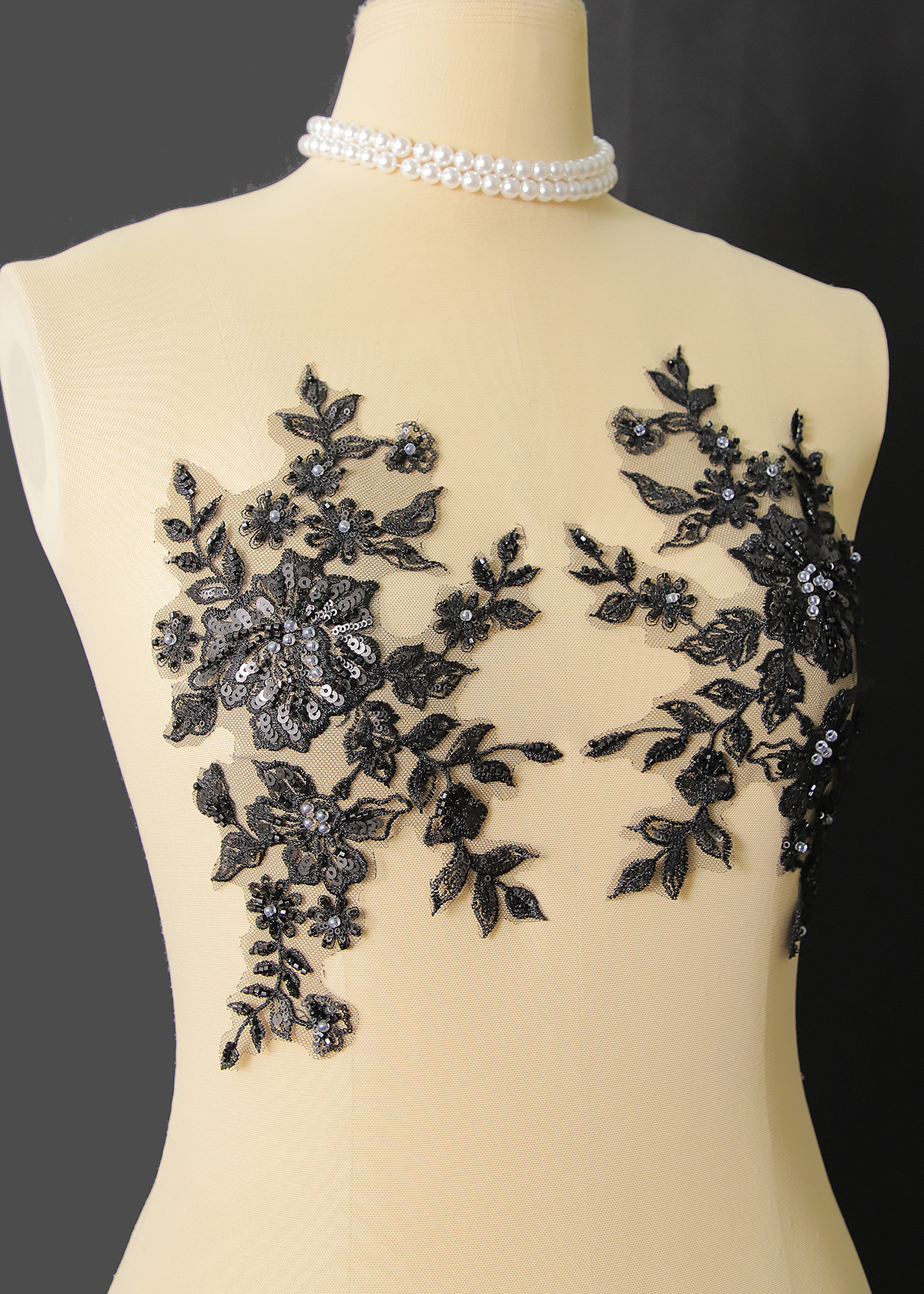 Yanzi beaded sequin embroidery applique floral (YZOH225)