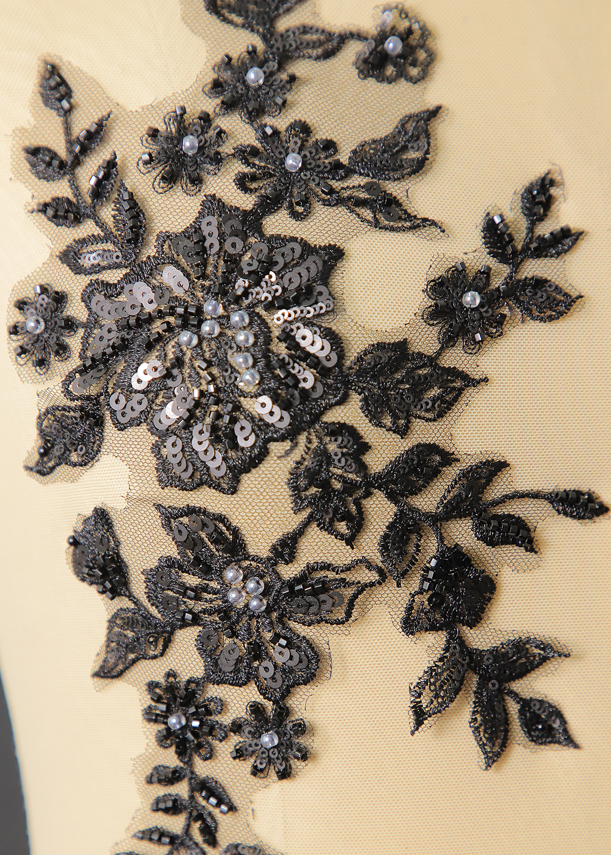 Yanzi beaded sequin embroidery applique floral (YZOH225)