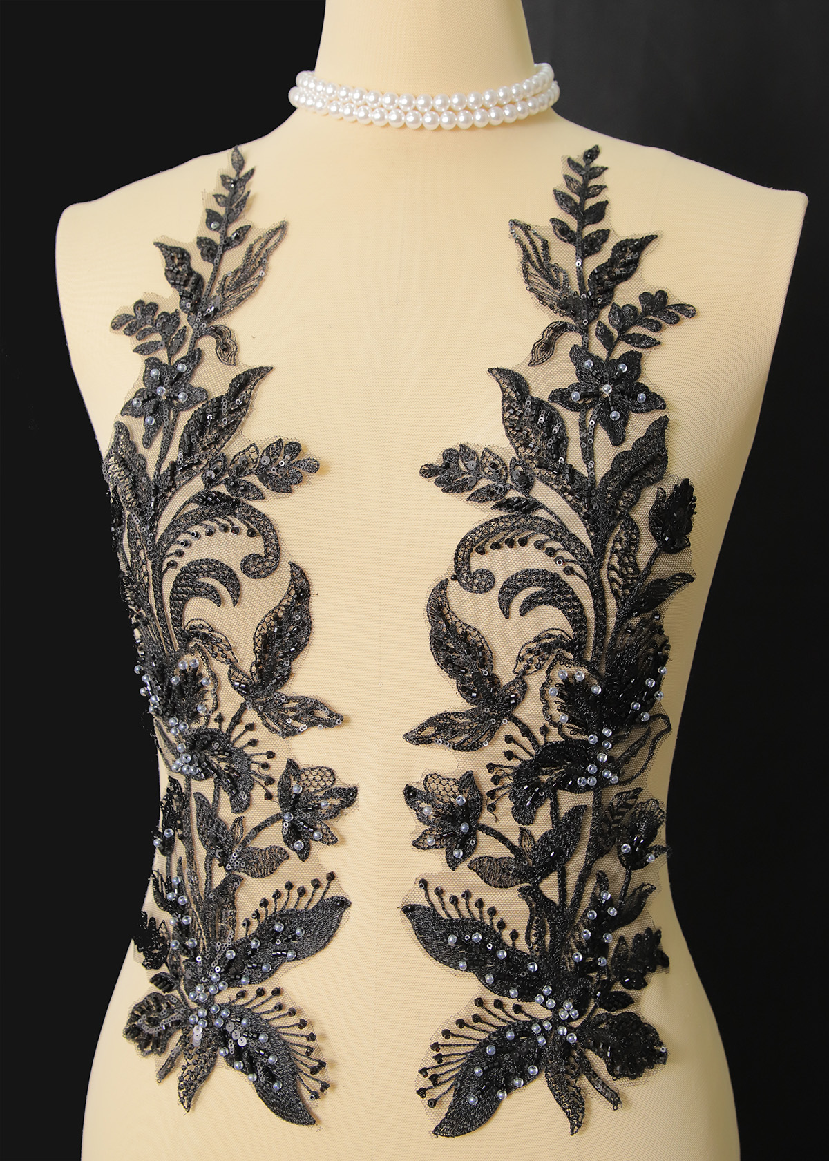 Yanzi beaded sequin embroidery applique floral (YZOH198)